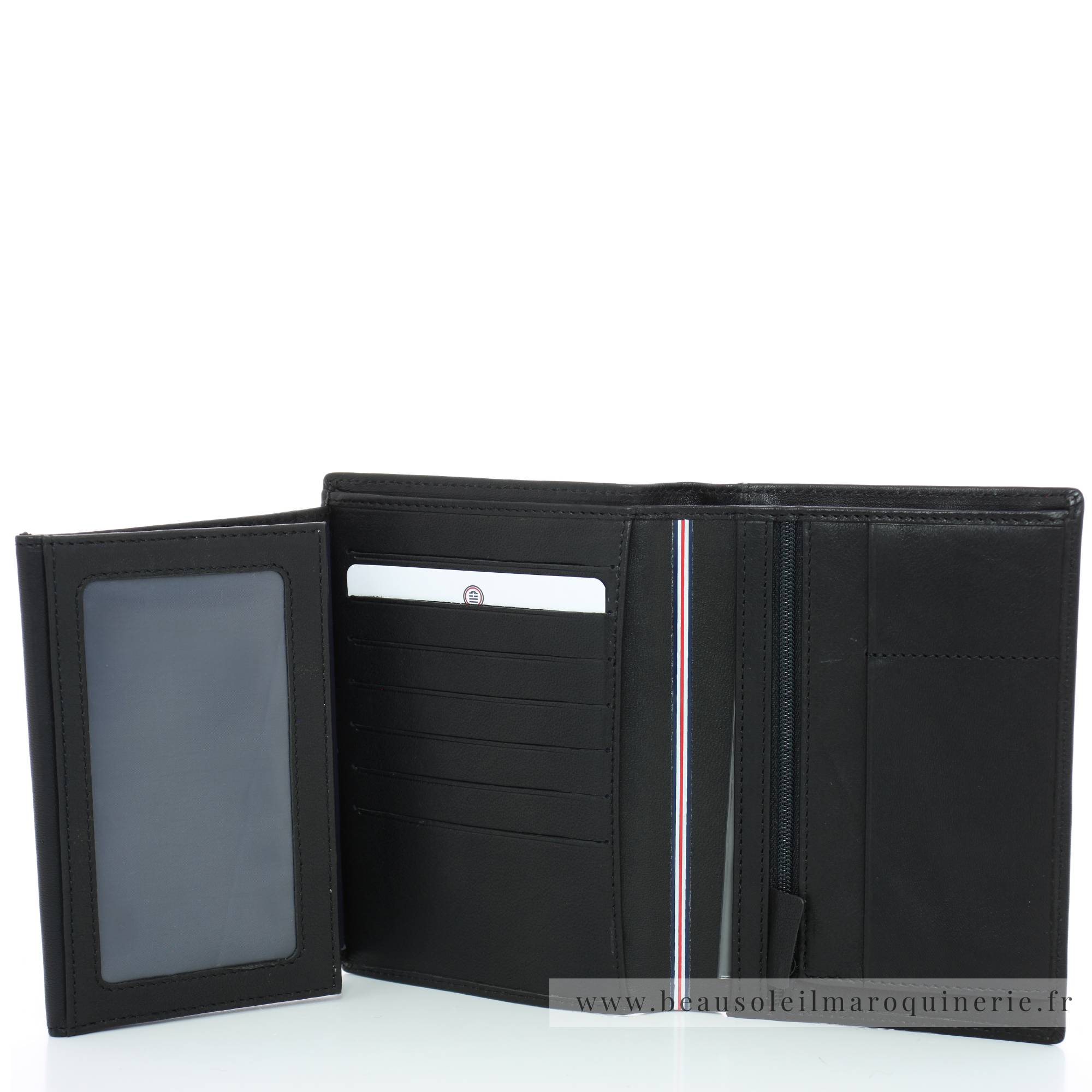 Portefeuille porte-cartes Serge Blanco en cuir ligne Anchorage, référence ANC21013 999 noir intérieur