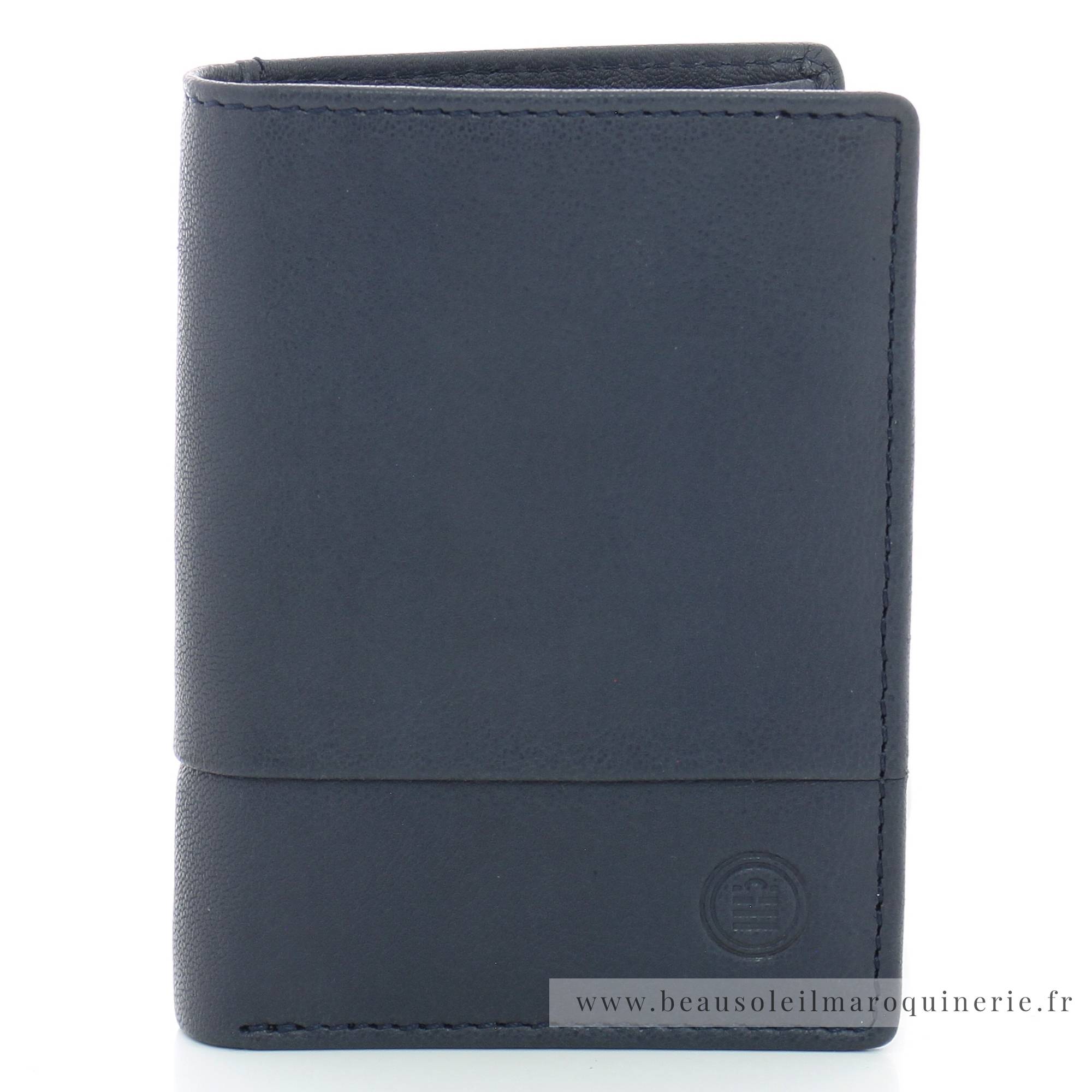 Portefeuille porte-cartes Serge Blanco en cuir ligne Anchorage, référence ANC21056 599 bleu face