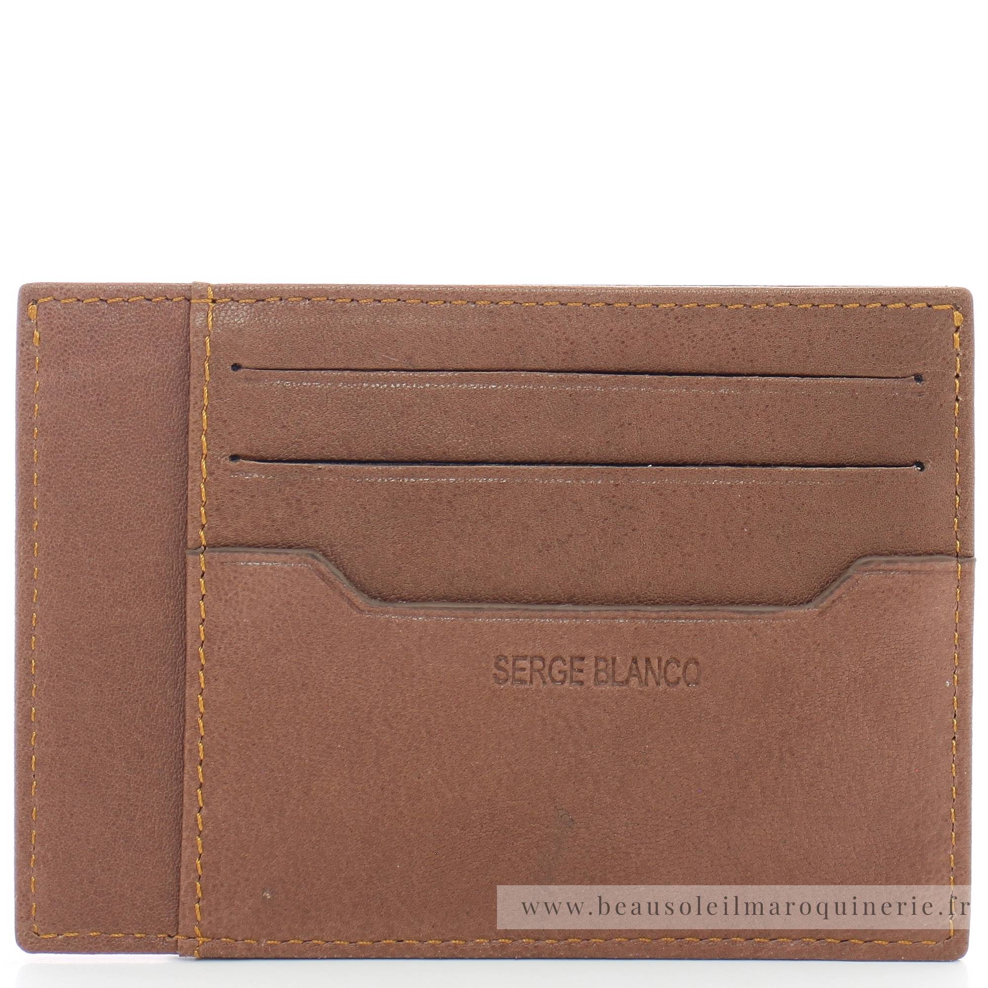 Porte-cartes en cuir Serge Blanco ANC21110 149 de couleur cognac vue de dos