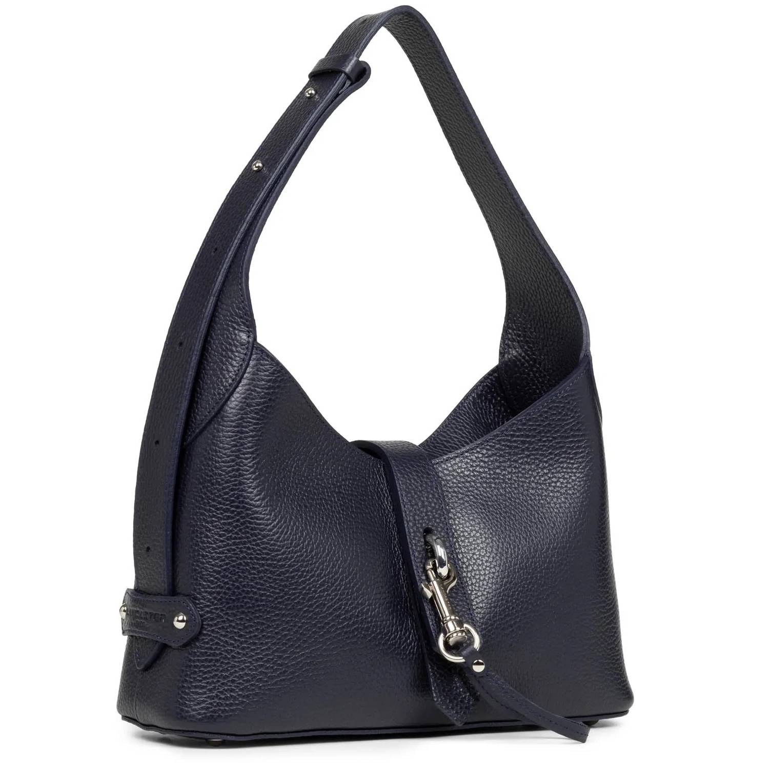 Sac hobo Lancaster zippé Foulonne Double Hook 	
470-55-BL/INA couleur Bleu foncé - In - Argent vue de côté