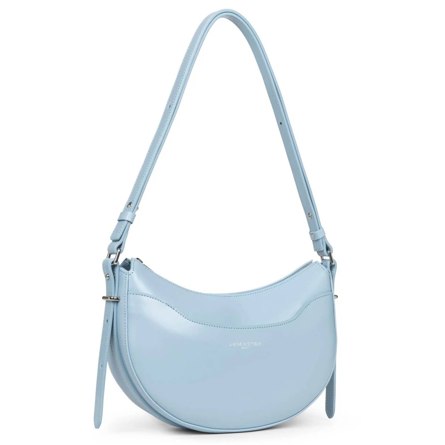 Sac demi-lune zippé Lancaster Suave Ace 433-28-BL/CI couleur Bleu ciel vue de profil