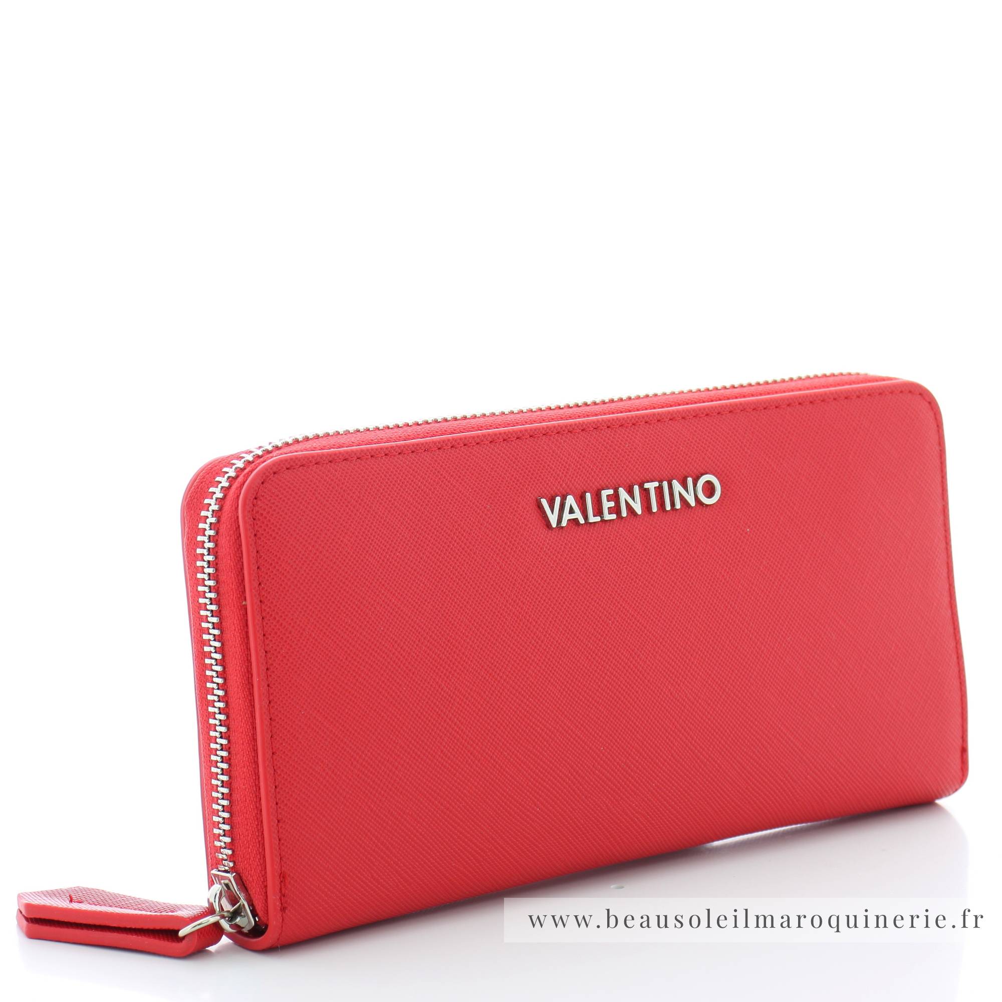 Grand portefeuille au logo Valentino Bags zippé Hawaii VPS6YO155S 003 couleur rouge vue de profil