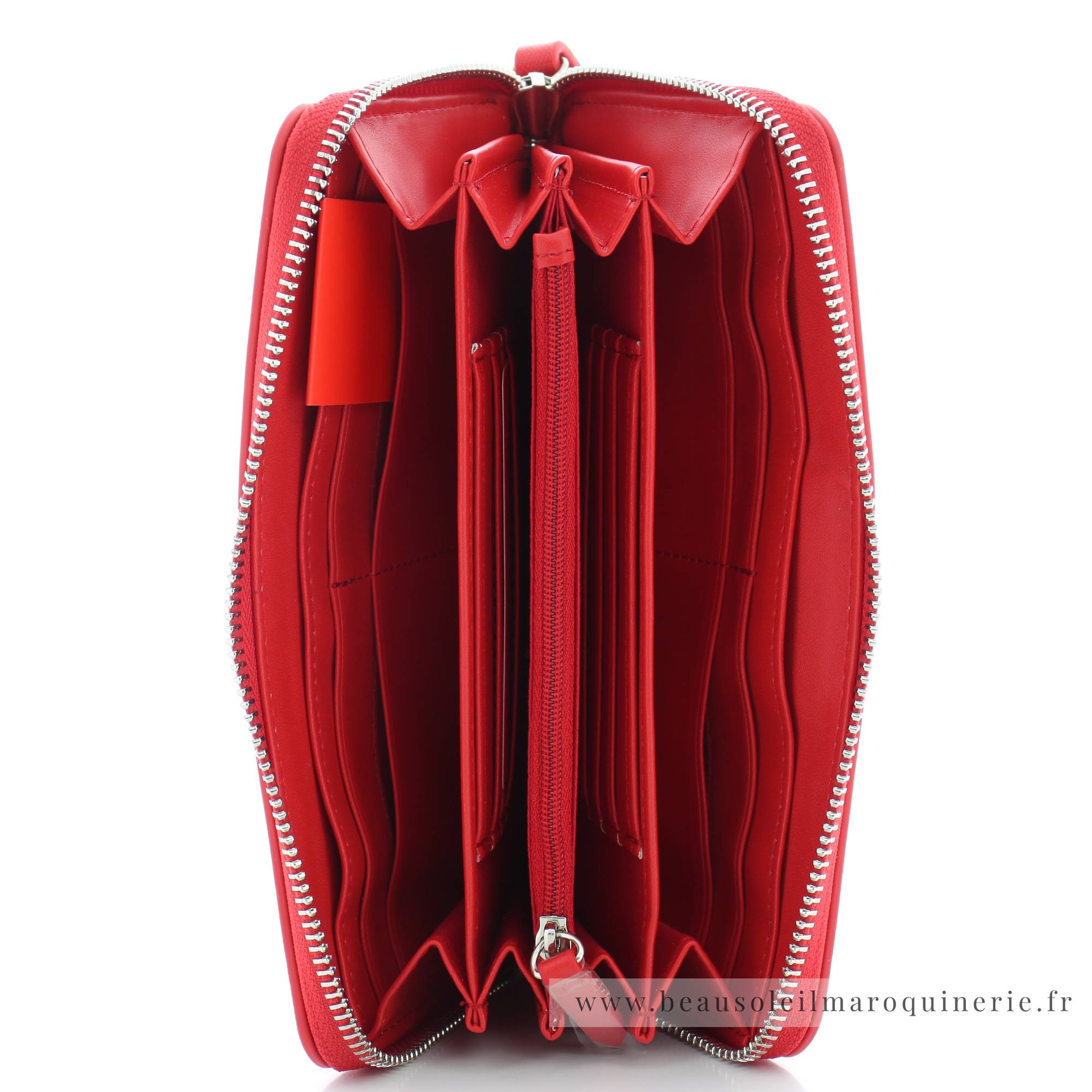 Grand portefeuille au logo Valentino Bags zippé Hawaii VPS6YO155S 003 couleur rouge vue intérieur