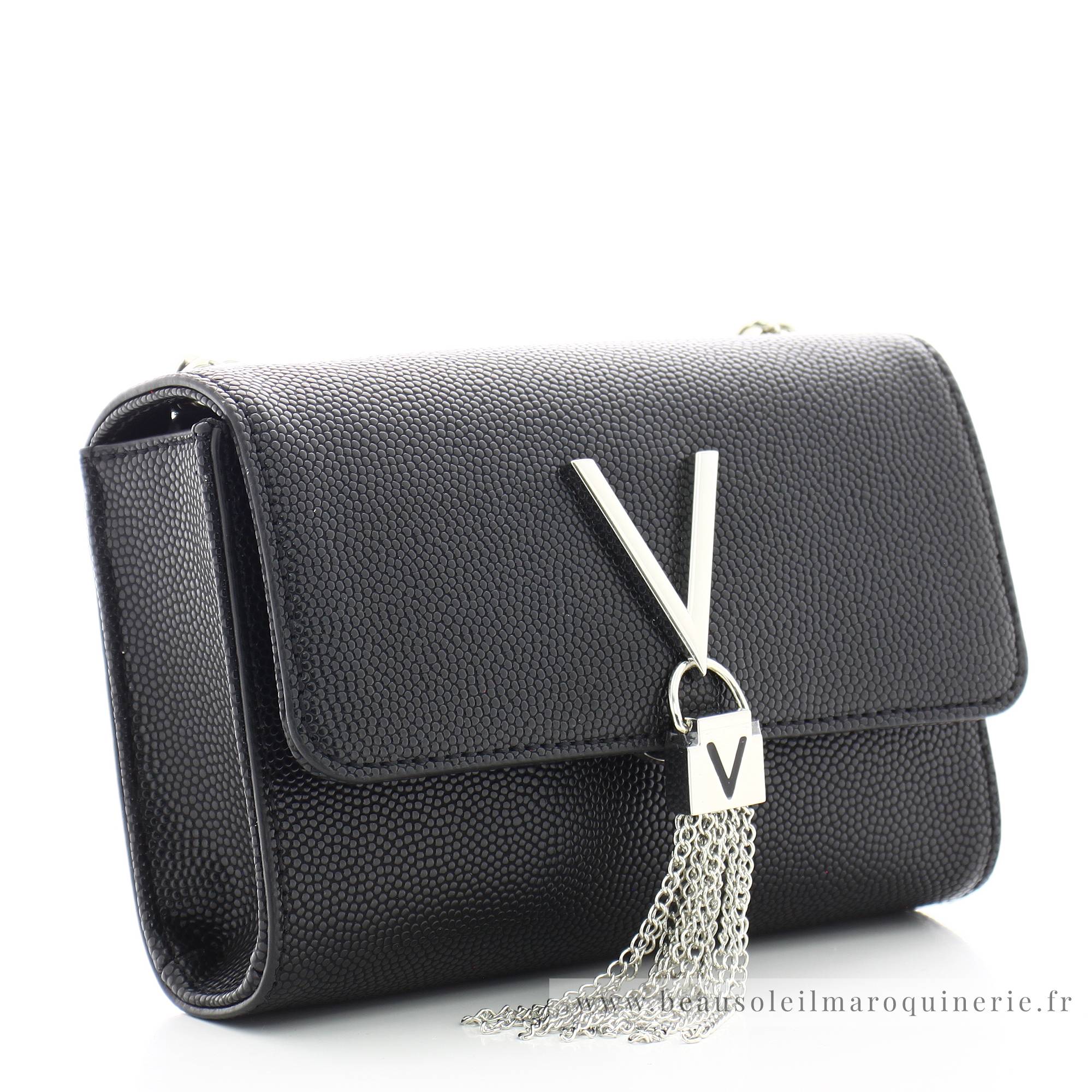 Petit sac à bandoulière Valentino Bags Divina VBS1R403G 001 couleur noir, vue de côté