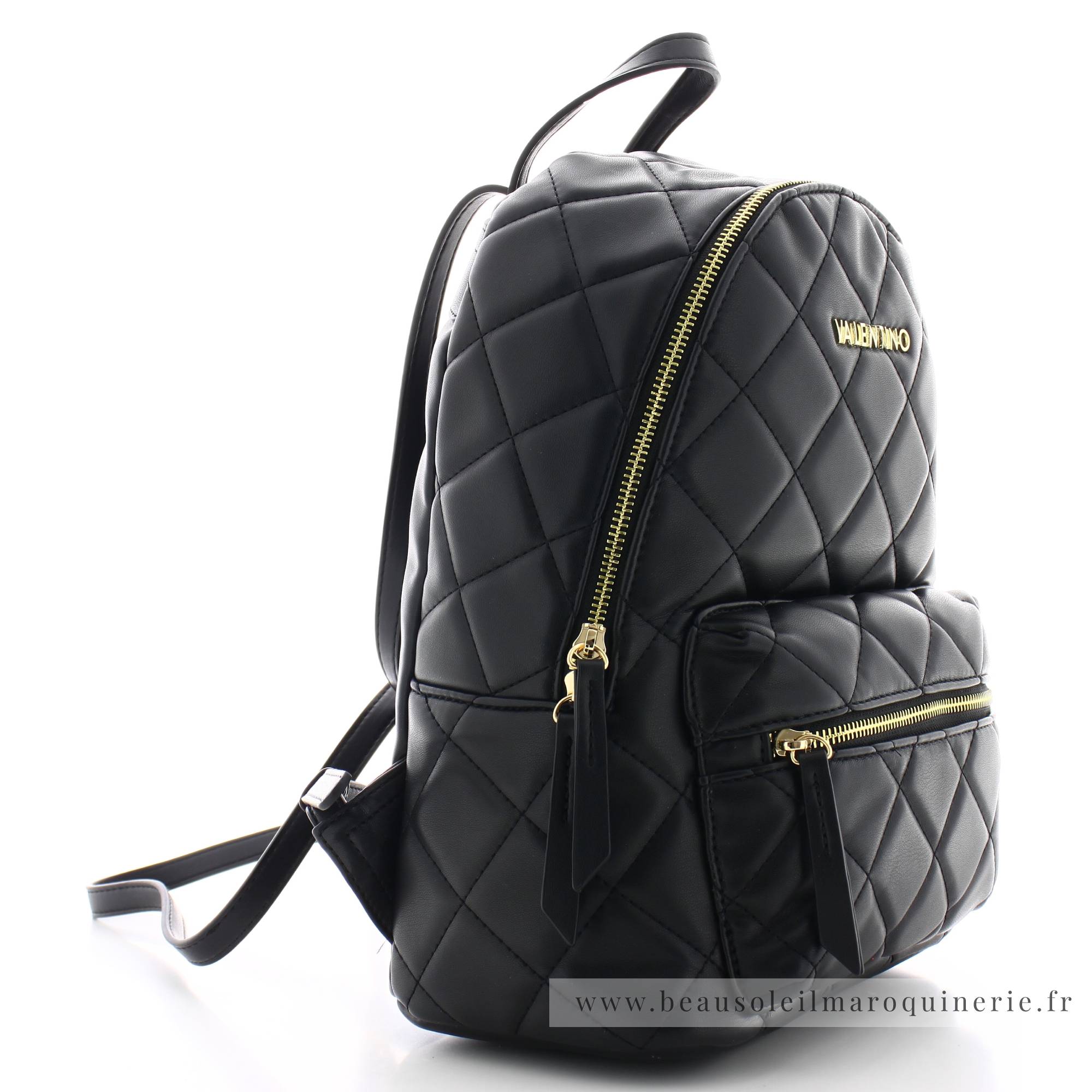 Sac à dos Valentino Bags au design matelassé Ocarina VBS3KK37 001 couleur noir vue de profil