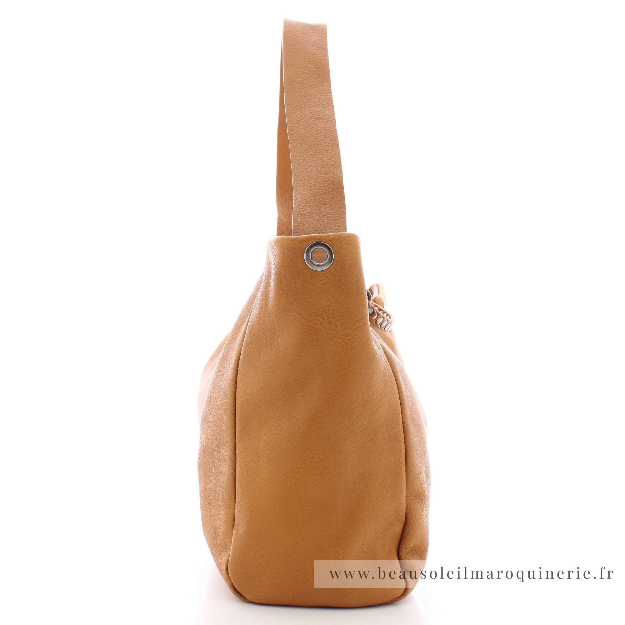 Sac cabas bandoulière Brewton BET2LCUERO Biba couleur cognac vue de côté