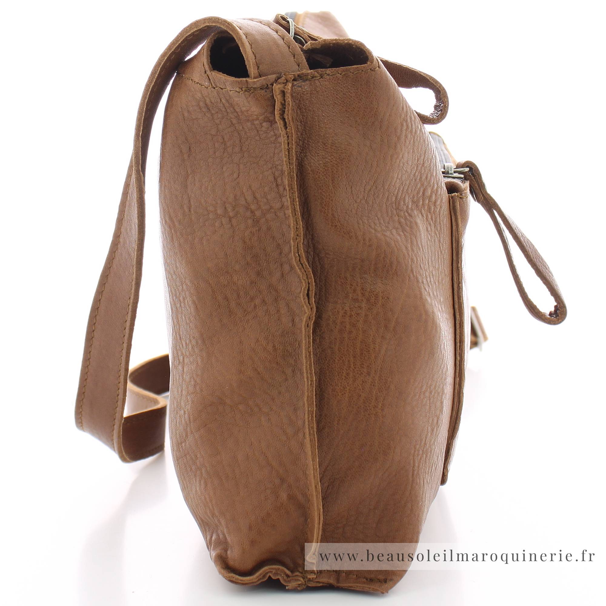 Sac bandoulière Biba Sylva SYL2LCUERO couleur cognac vue de côté