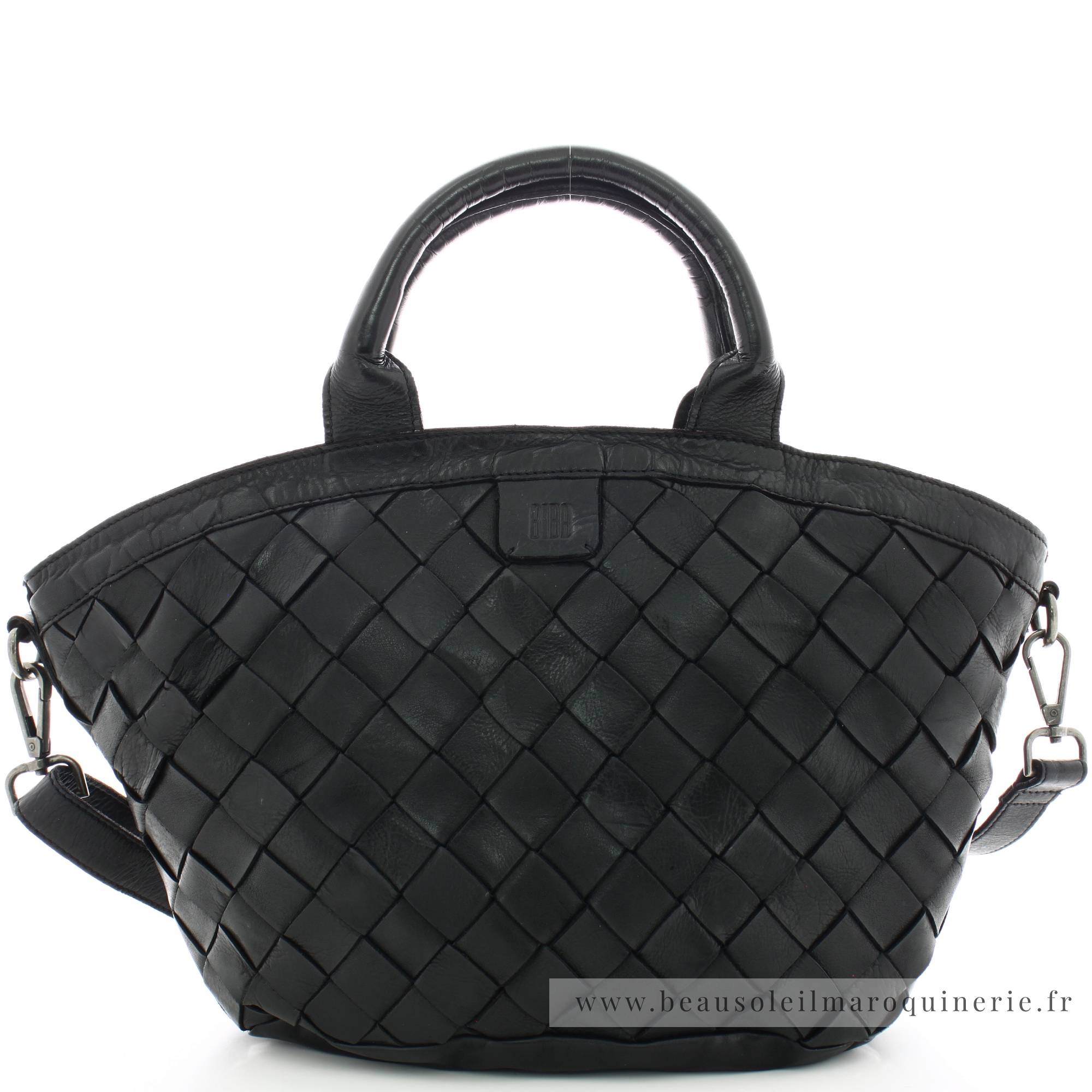 Sac cuir tressé noir top