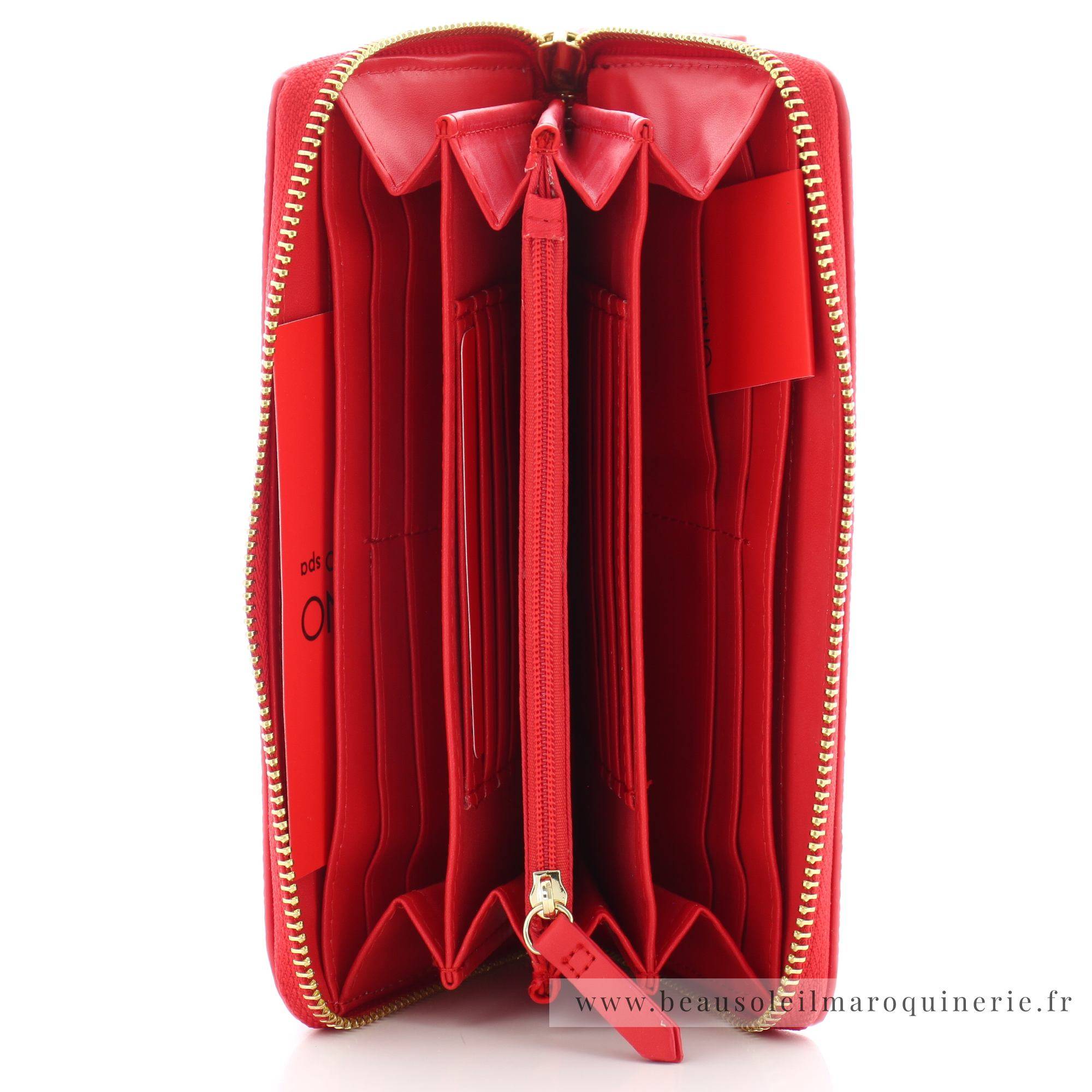 Grand portefeuille zippé Valentino Bags Divina VPS1R4155G 003 couleur rouge foncé vue intérieur