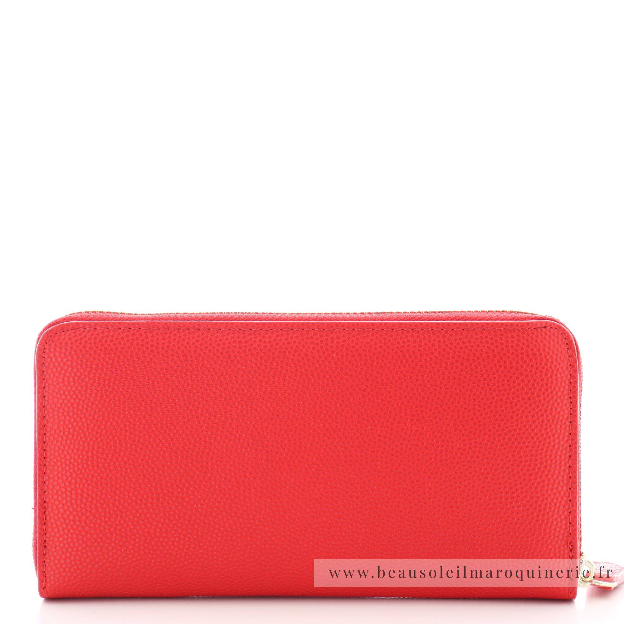 Grand portefeuille zippé Valentino Bags Divina VPS1R4155G 003 couleur rouge foncé vue de dos