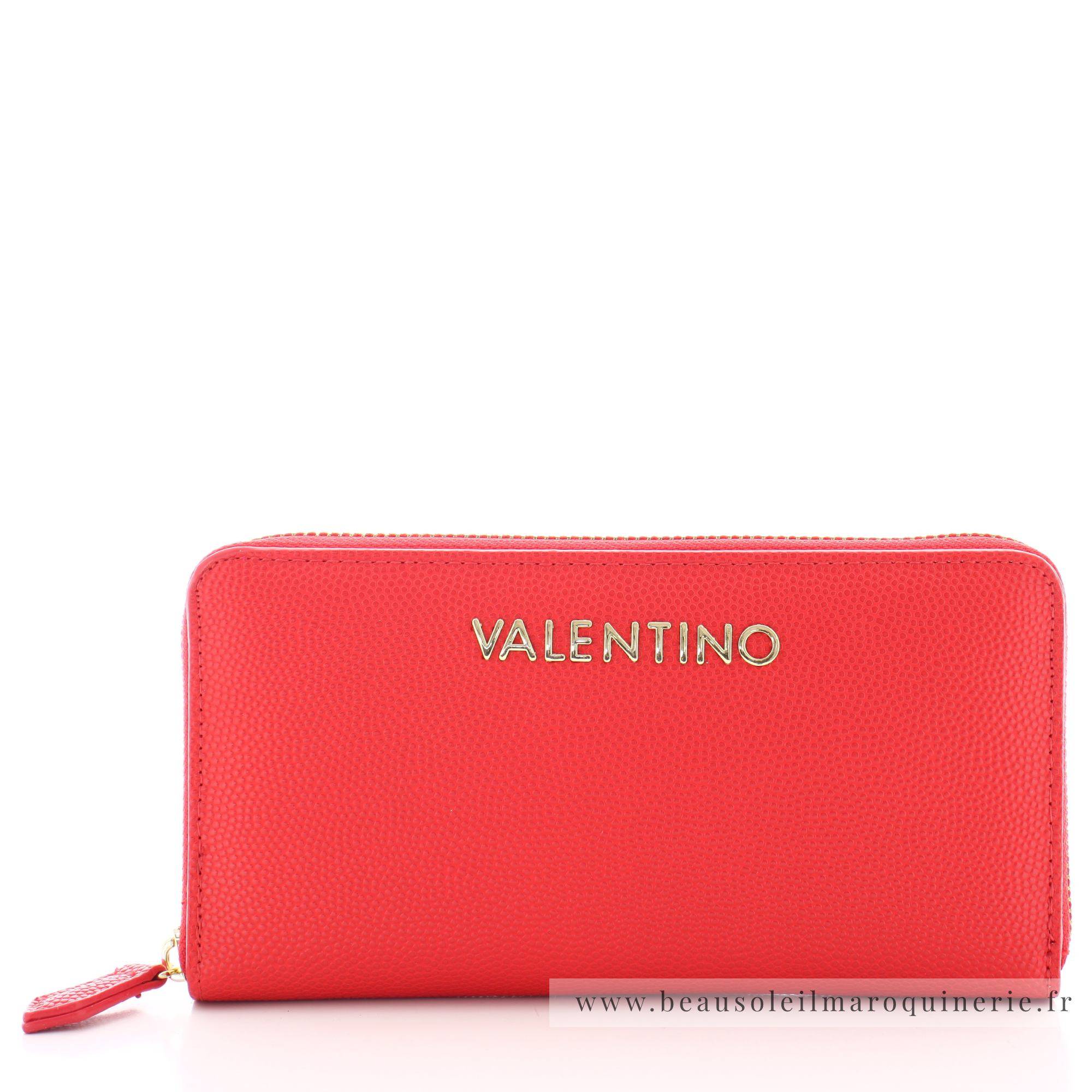 Grand portefeuille zippé Valentino Bags Divina VPS1R4155G 003 couleur rouge foncé vue de face