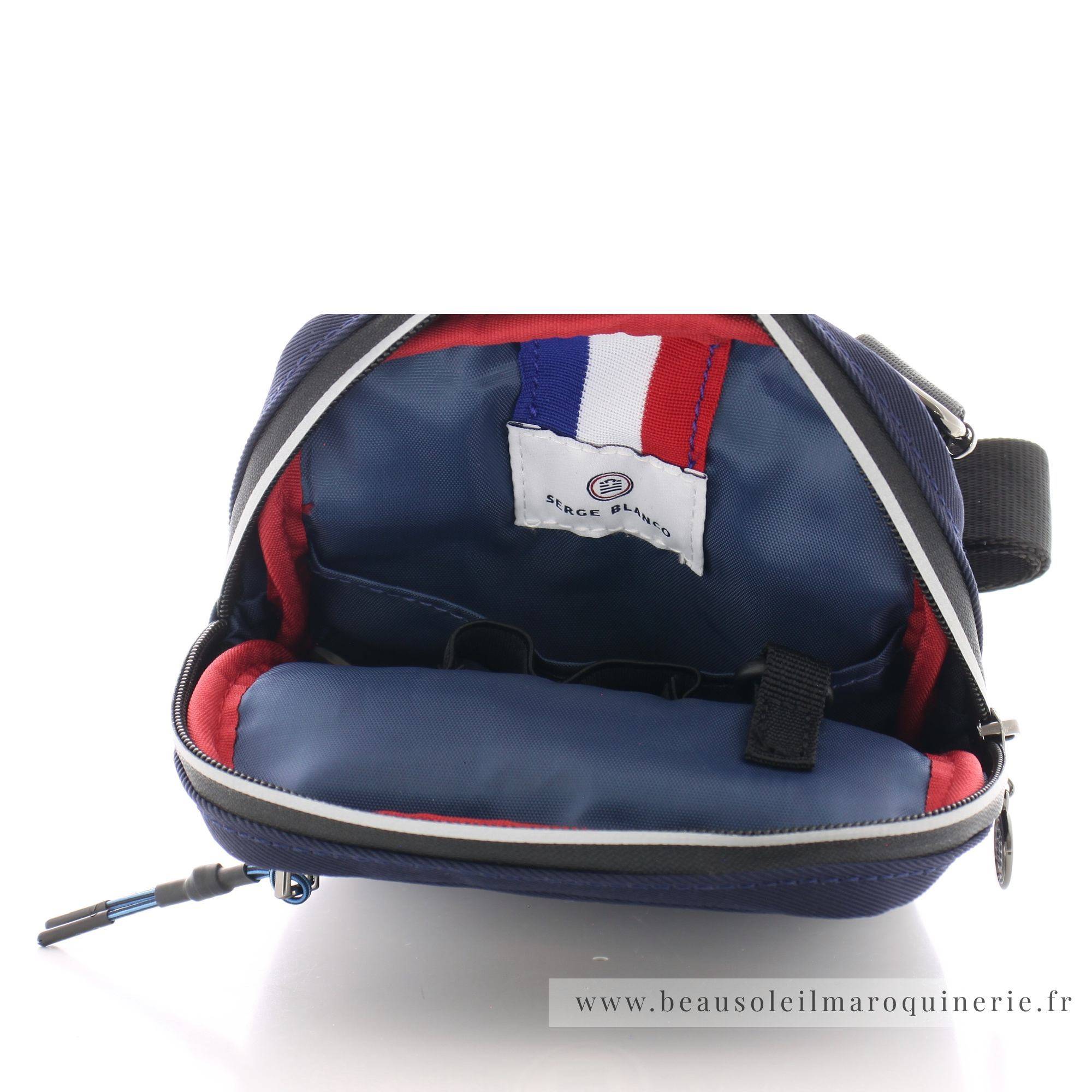 Petit sac bandoulière Honey Serge Blanco en textile BSH13010 580 couleur marine vue intérieur