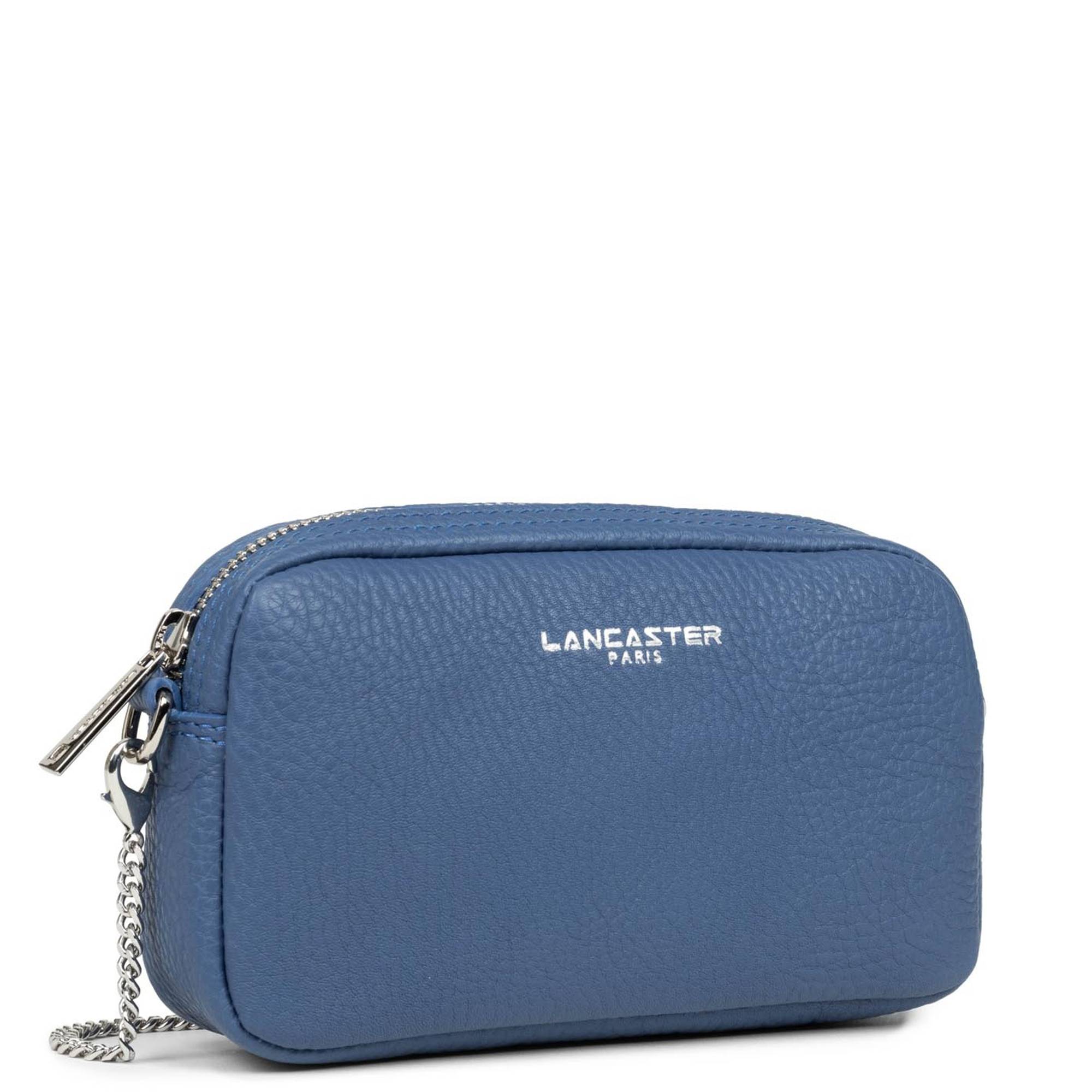 Sac trotteur Lancaster zippé Mini Studio Mimi 222-29BL/ JE couleur bleu jean, vue de côté