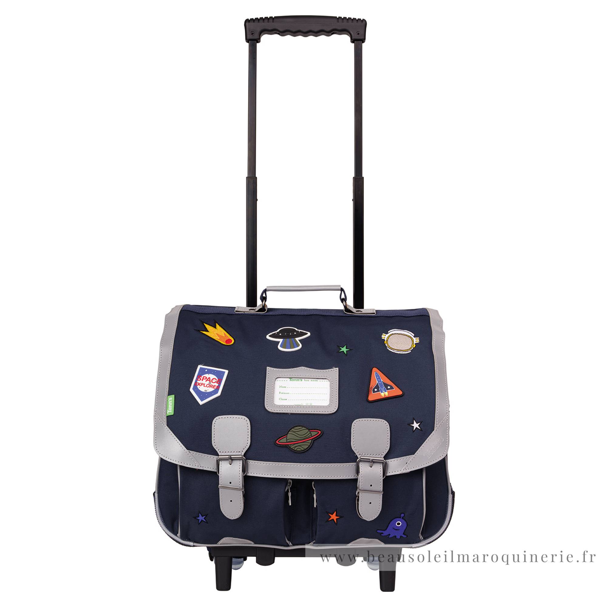 Trolley 41 cm Tann's patchs espace Elliott 43187 couleur bleu marine, vue de face