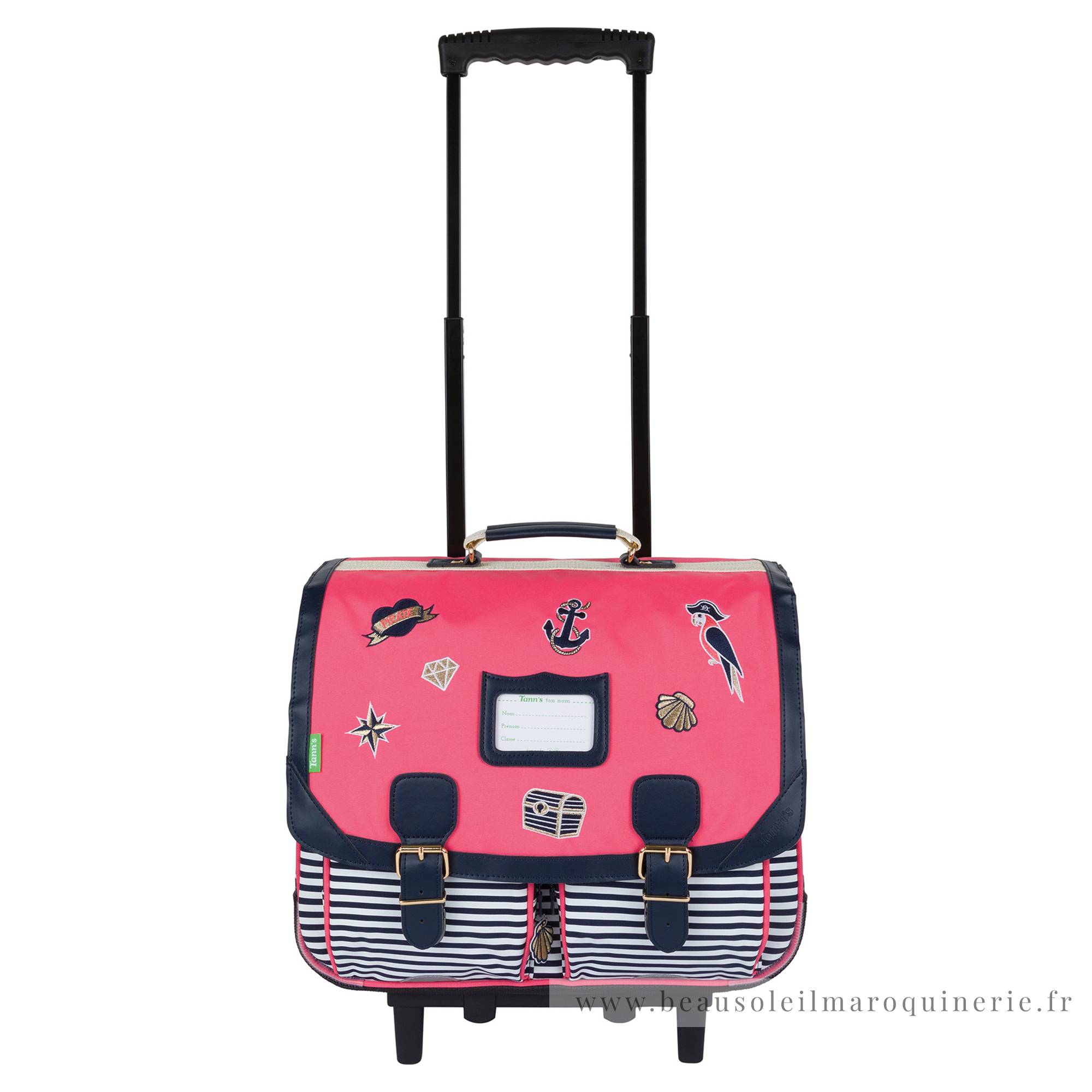 Trolley 41 cm Tann's esprit marin Enora 43213 couleur Rose/Bleu marine, vue de face