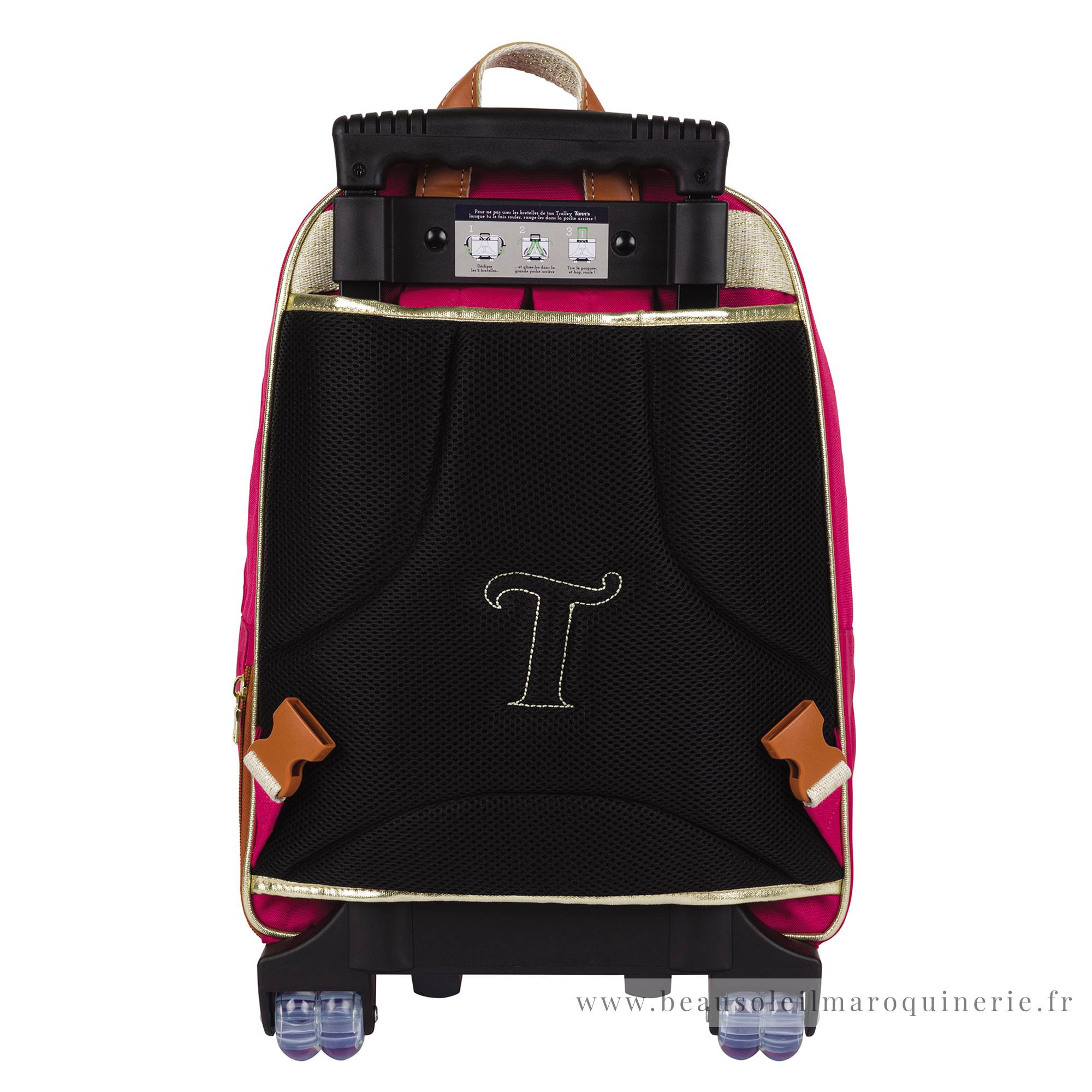Trolley sac à dos L Tann's Paloma 73113 couleur Rose, vue de dos