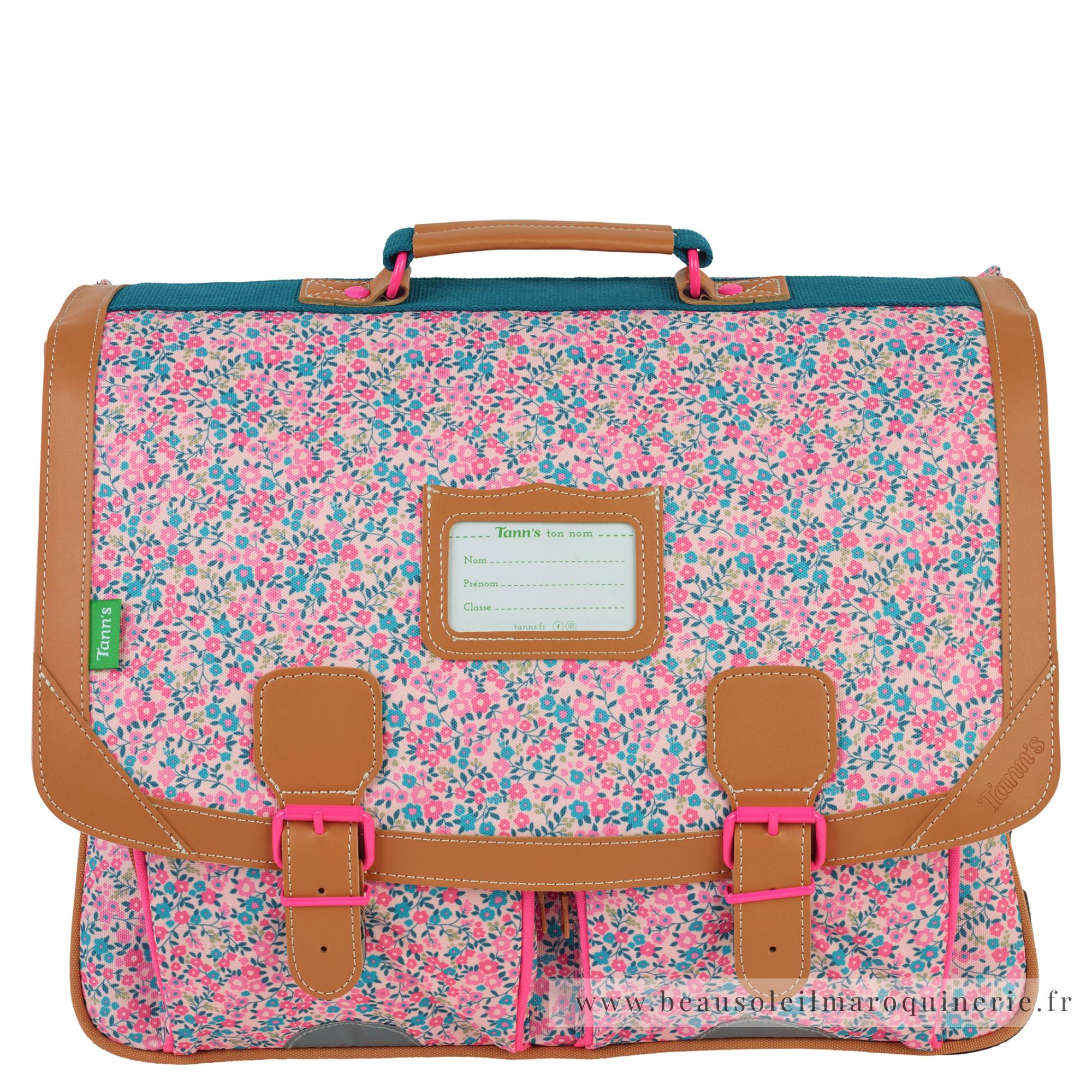 Cartable 41 cm Tann s imprimes fleurs Victoria 41132. CE2 au CM2