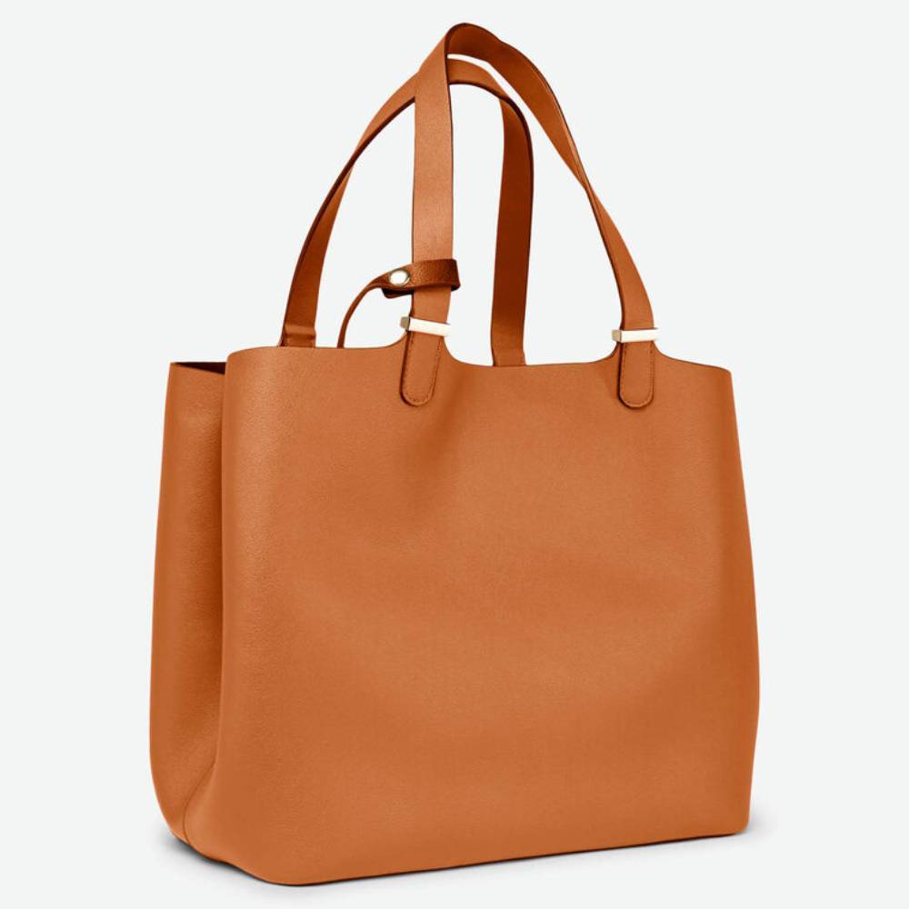 Grand sac shopping Pieces avec pochette Classique 17082685 COG couleur cognac vue de profil