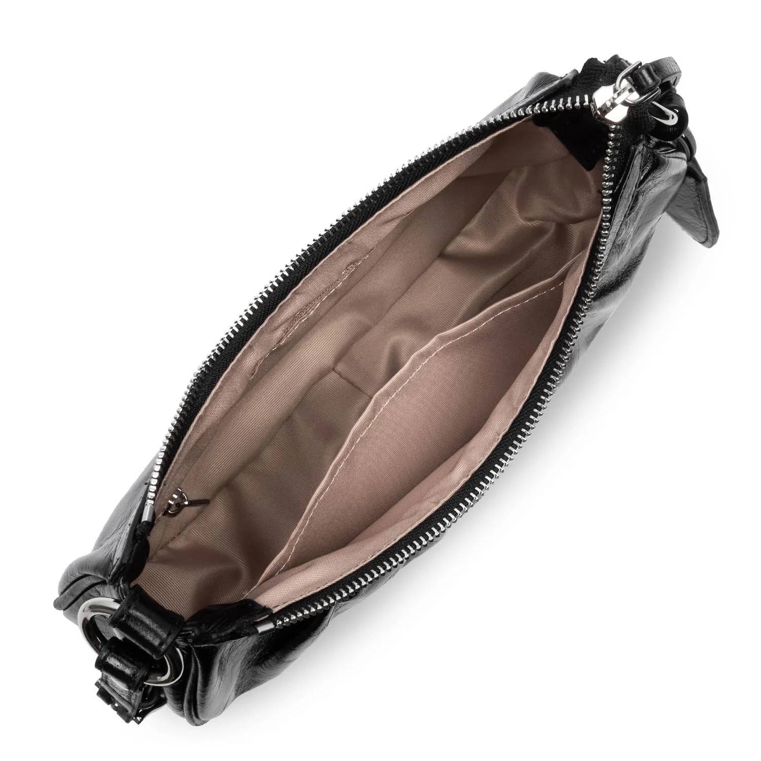 Petit sac demi lune Lancaster zippé Rétro Chouchou 577-19-NOIR couleur noir vue intérieur