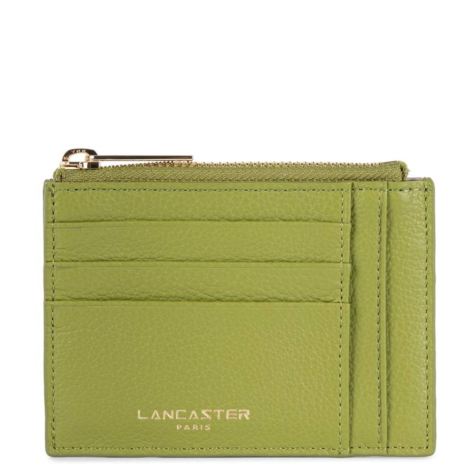 Grand porte-cartes zippé Lancaster Dune 129-22-OLIVE couleur Olive, vue de face