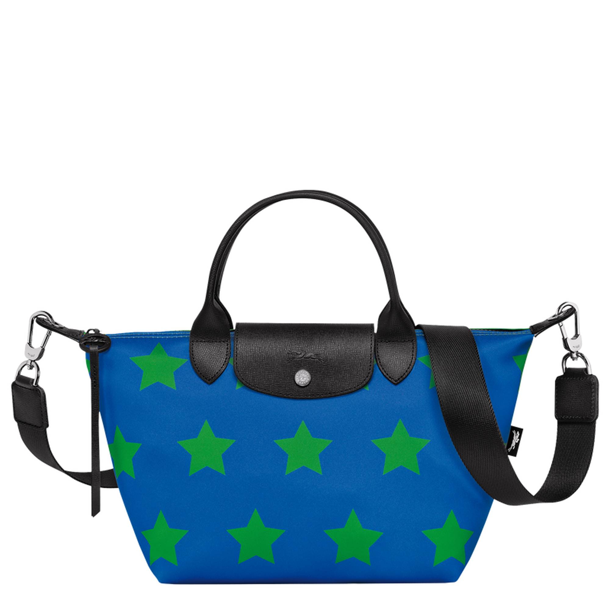 Sac porté main Longchamp S Le pliage collection L1512HDC I03 couleur Cobalt/Gazon, vue de face