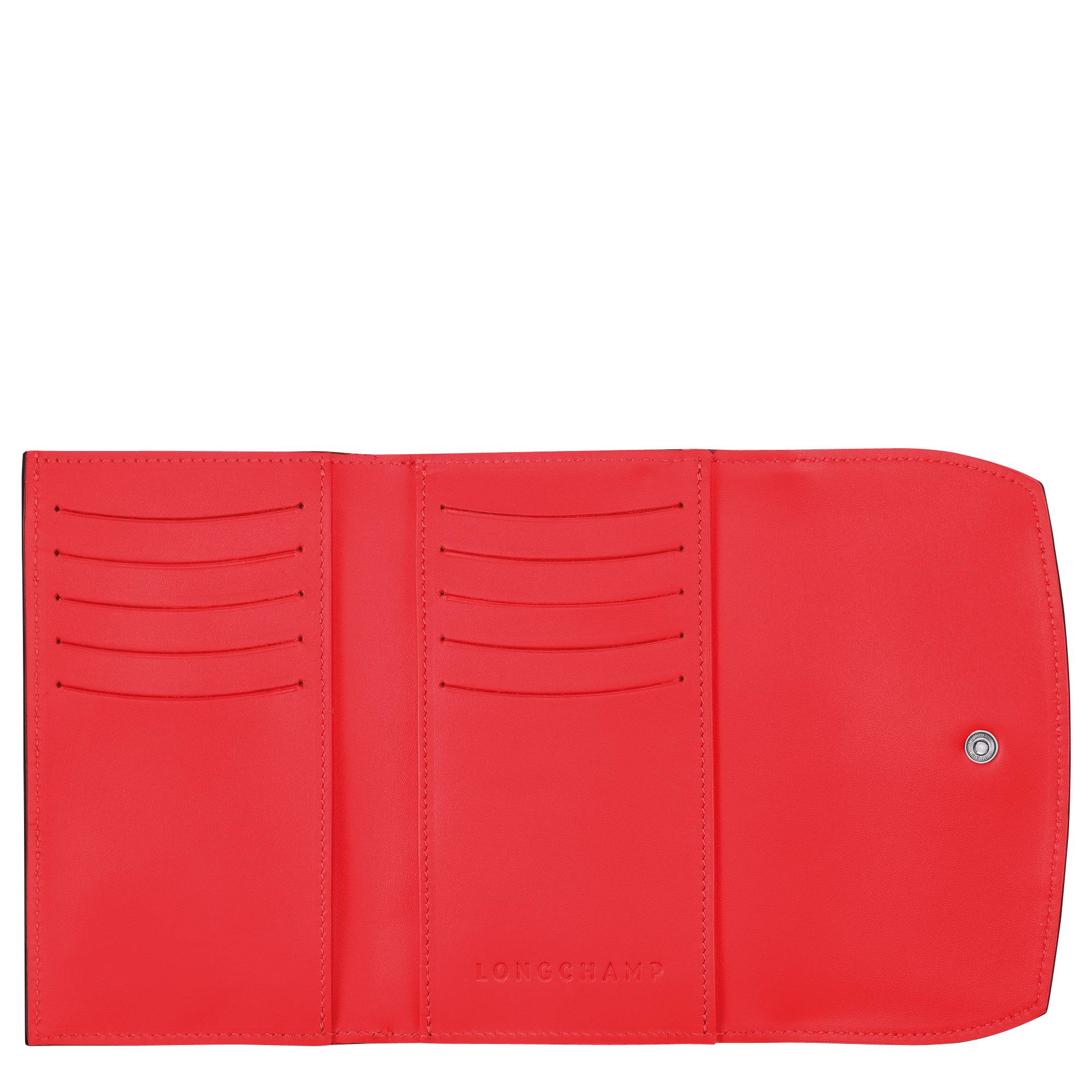 Portefeuille Longchamp compact Ebène Roseau 30002HCN 545 couleur rouge, ouvert