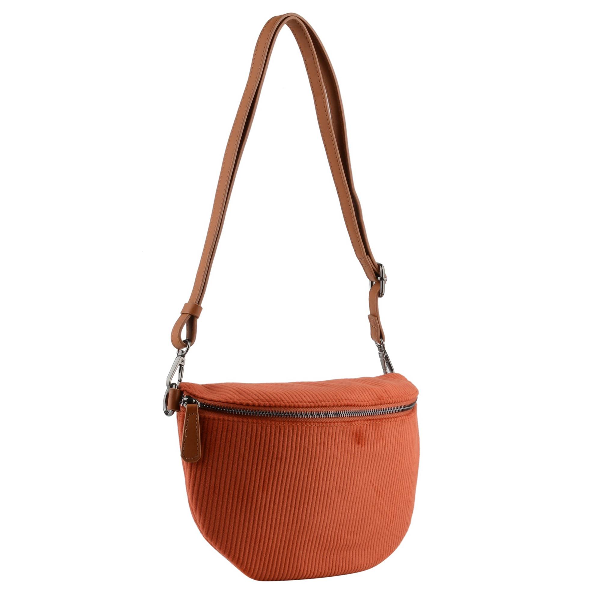 Sac porté travers Mia Joy Bekki demi lune MJ1635 ORA couleur Orange, vue de profil