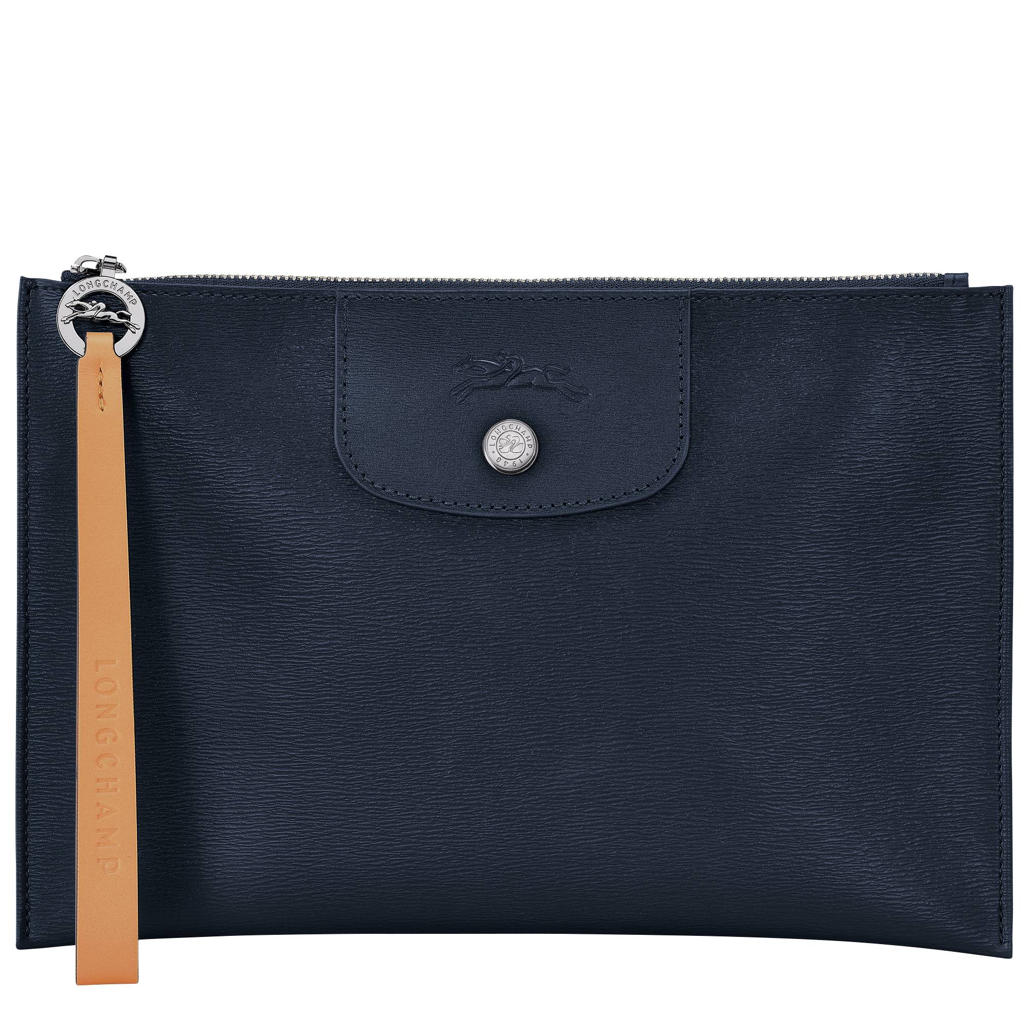 Grande pochette plate zippée Longchamp 
10208HYQ 556 couleur Navy, vue de face