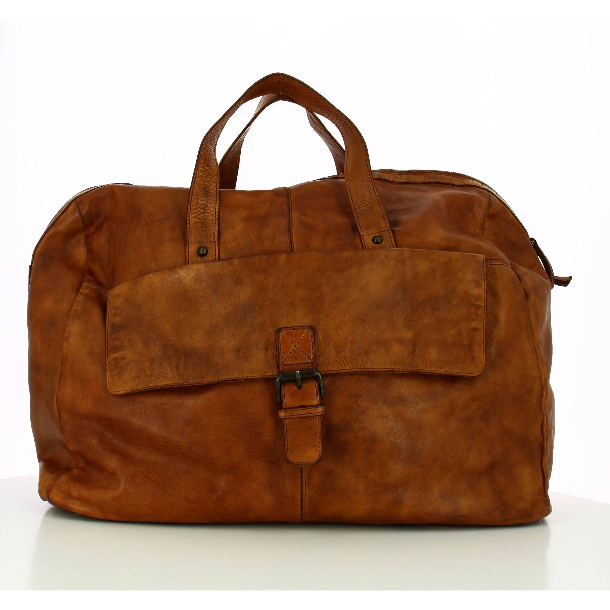Petit sac de voyage Gianni Conti homme cuir Vintage 4202748 COG couleur Cognac, vue de dos