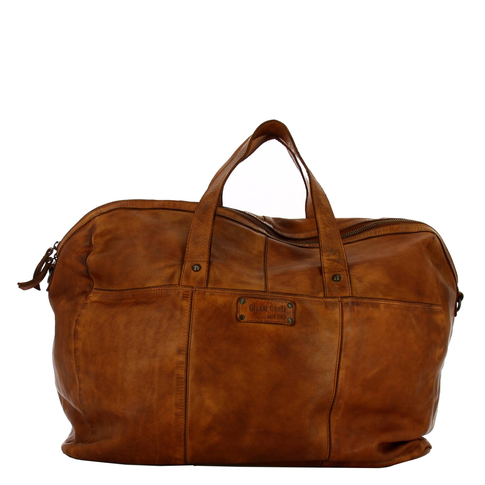 Petit sac de voyage Gianni Conti homme cuir Vintage 4202748 COG couleur Cognac, vue de face