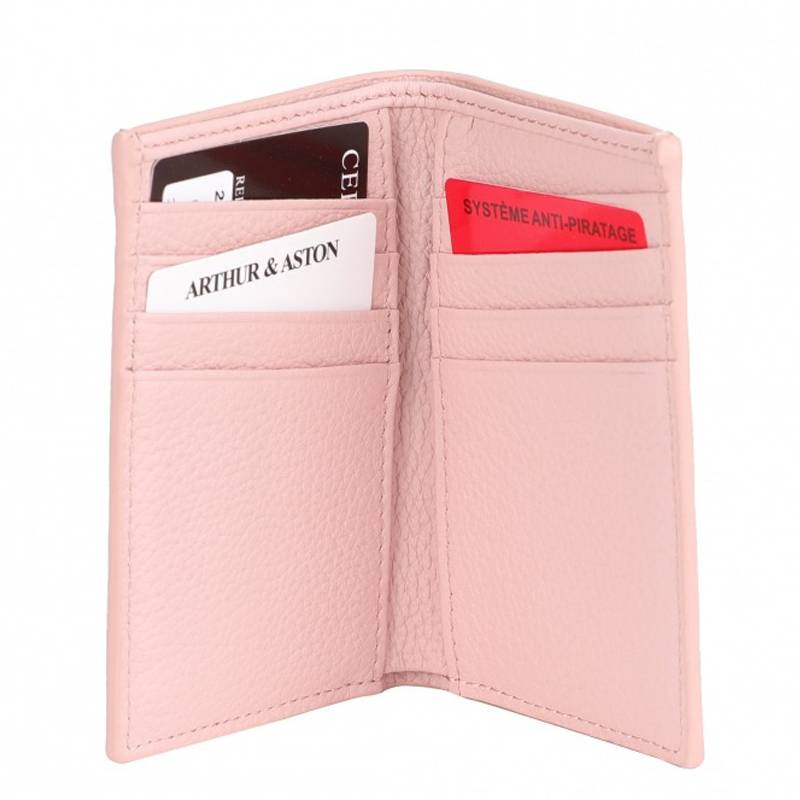 Porte-cartes Arthur & Aston Joy en cuir 2319-119 G Rose, ouvert