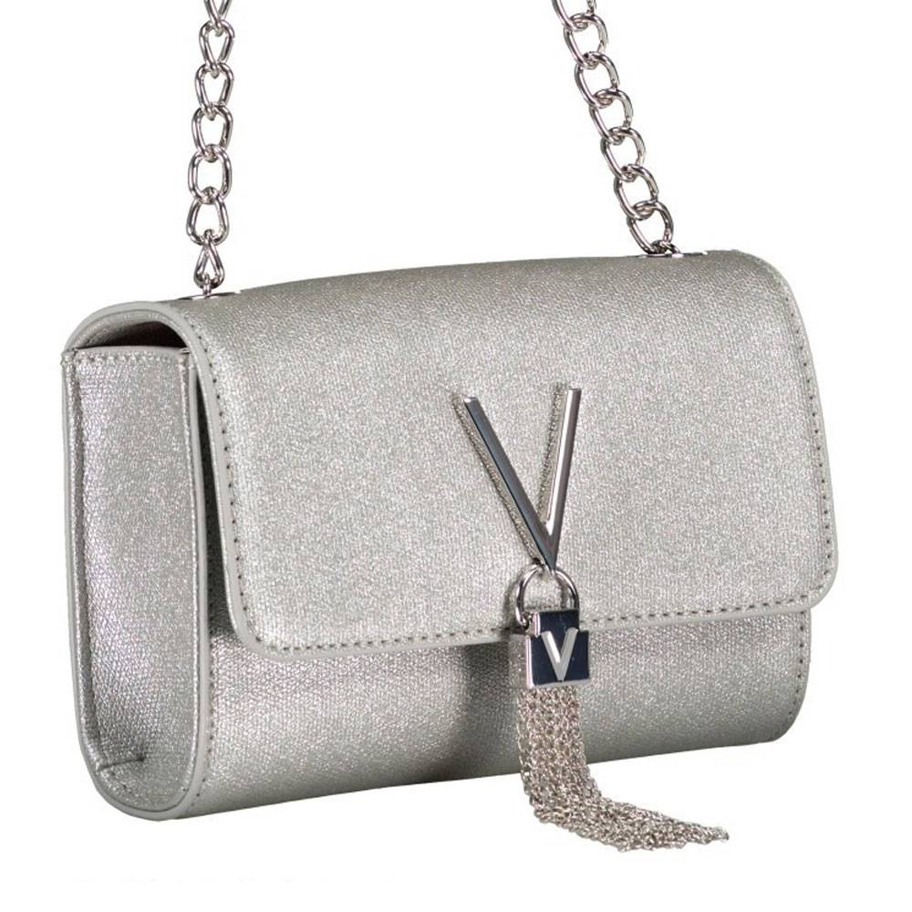 Sac bandoulière Valentino Bags Divina chainé VBS5QY03GLI 040 couleur argent, vue de côté