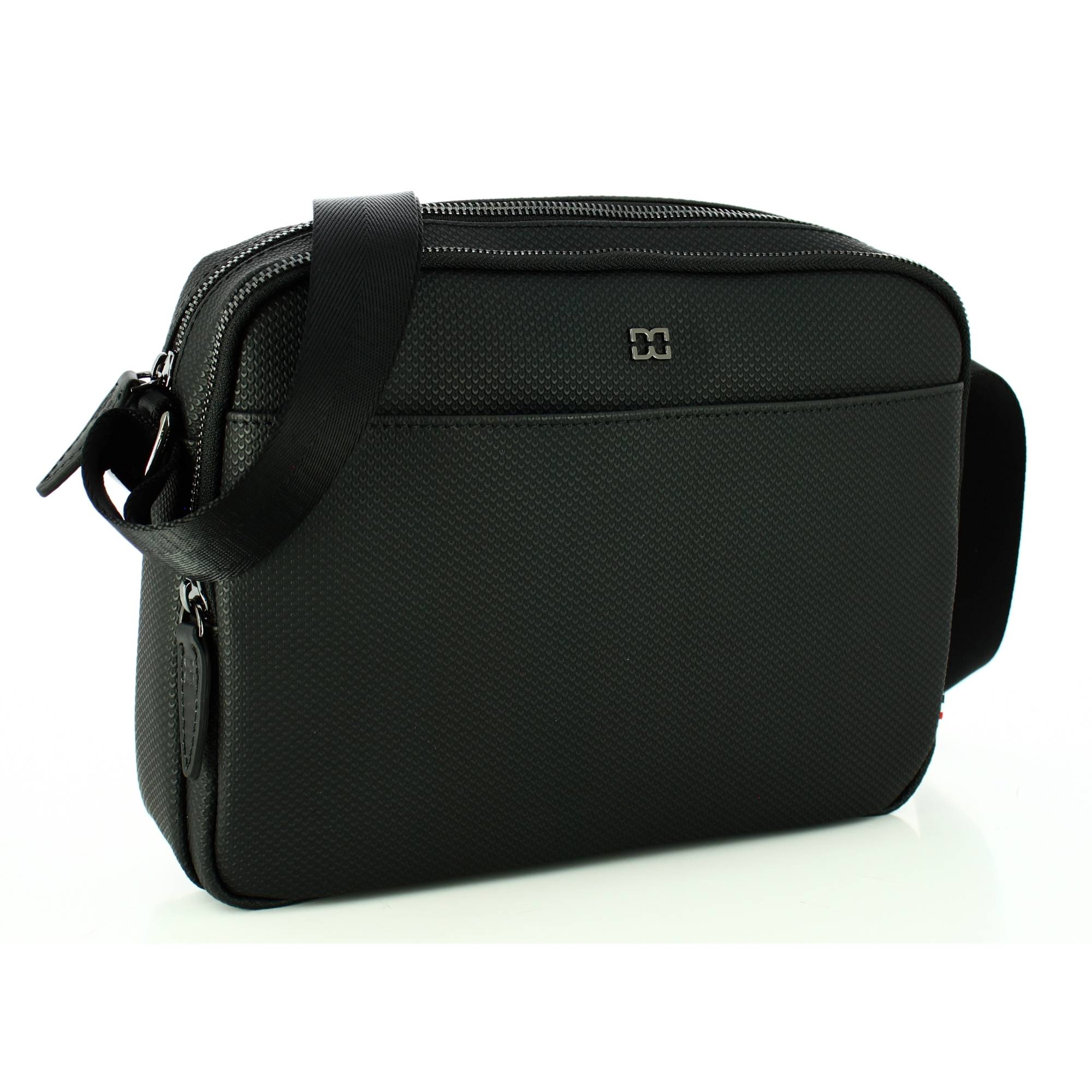 Sac reporter David William Homme zippé D61385NR couleur noir, vue de côté