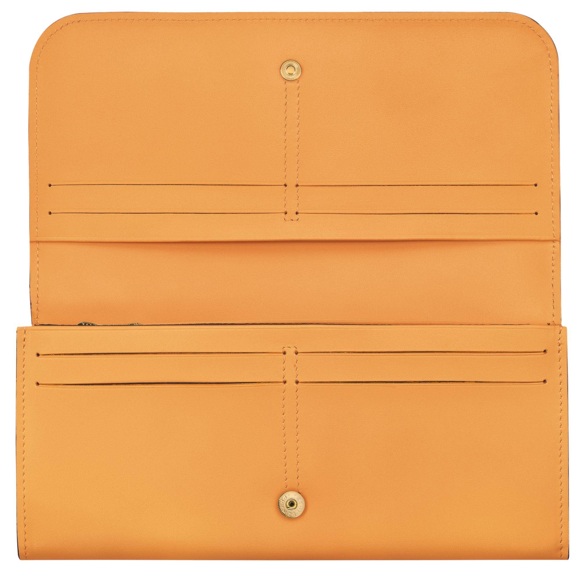 Portefeuille long à rabat Longchamp Box-Trot L3044HAU 222 couleur Abricot, ouvert