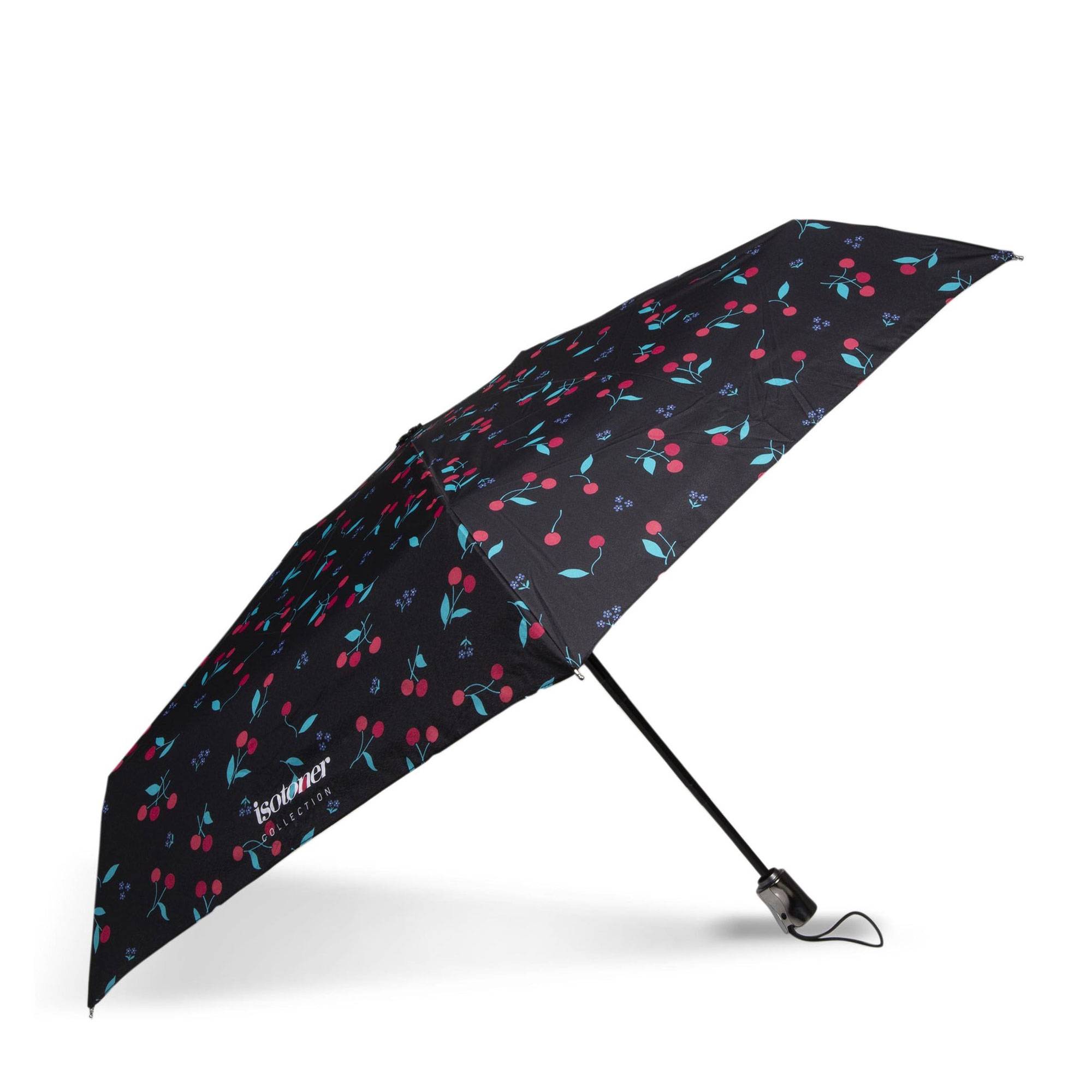 Parapluie auto Isotoner X-tra Solide 4 sections 09451DCP couleur Pois Cerise Rose, vue de côté