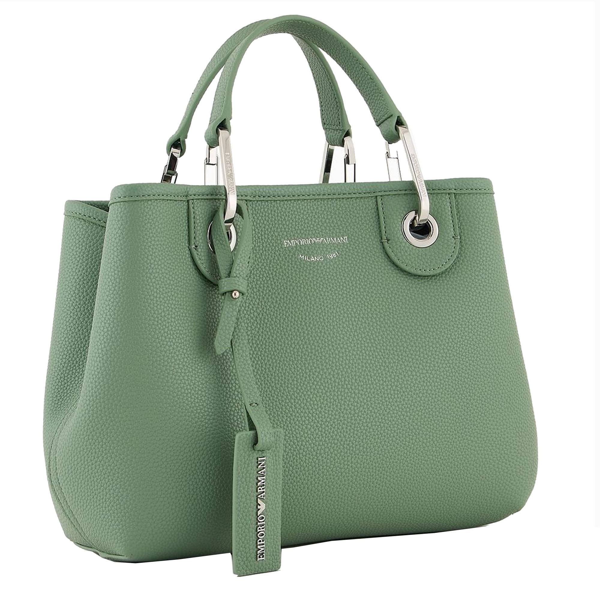 Petit sac cabas Emporio Armani MyEA Bag avec imprimé cerf Y3D166YFO5E 80701couleur vert clair, vue de côté