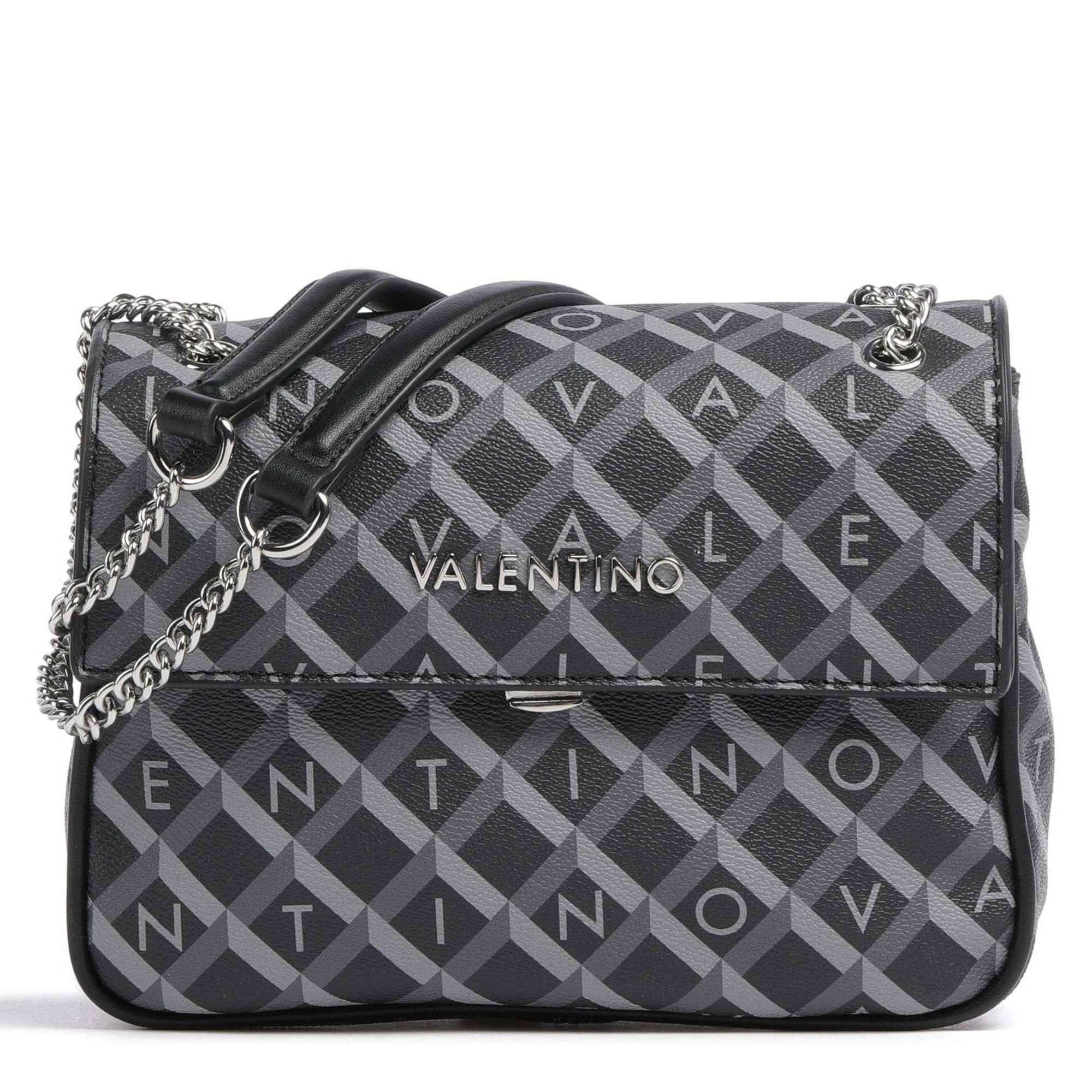 Sac à main Valentino Bags Barrio chainé VBS7NV07 395 couleur Noir gris, vue de face