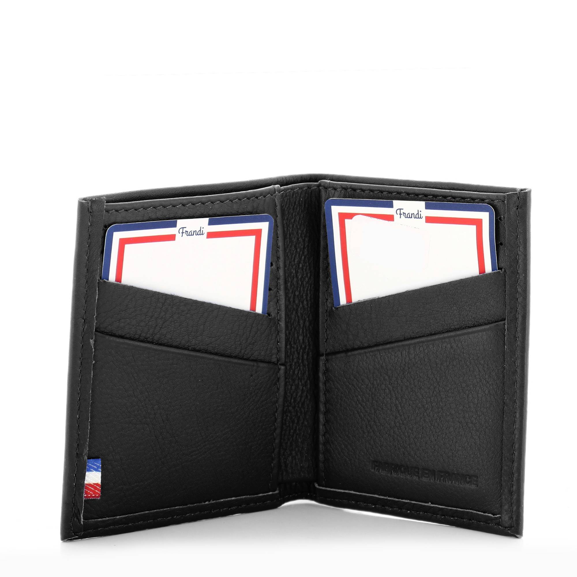 Porte-cartes en cuir 8 cartes Frandi 300.03 Noir intérieur