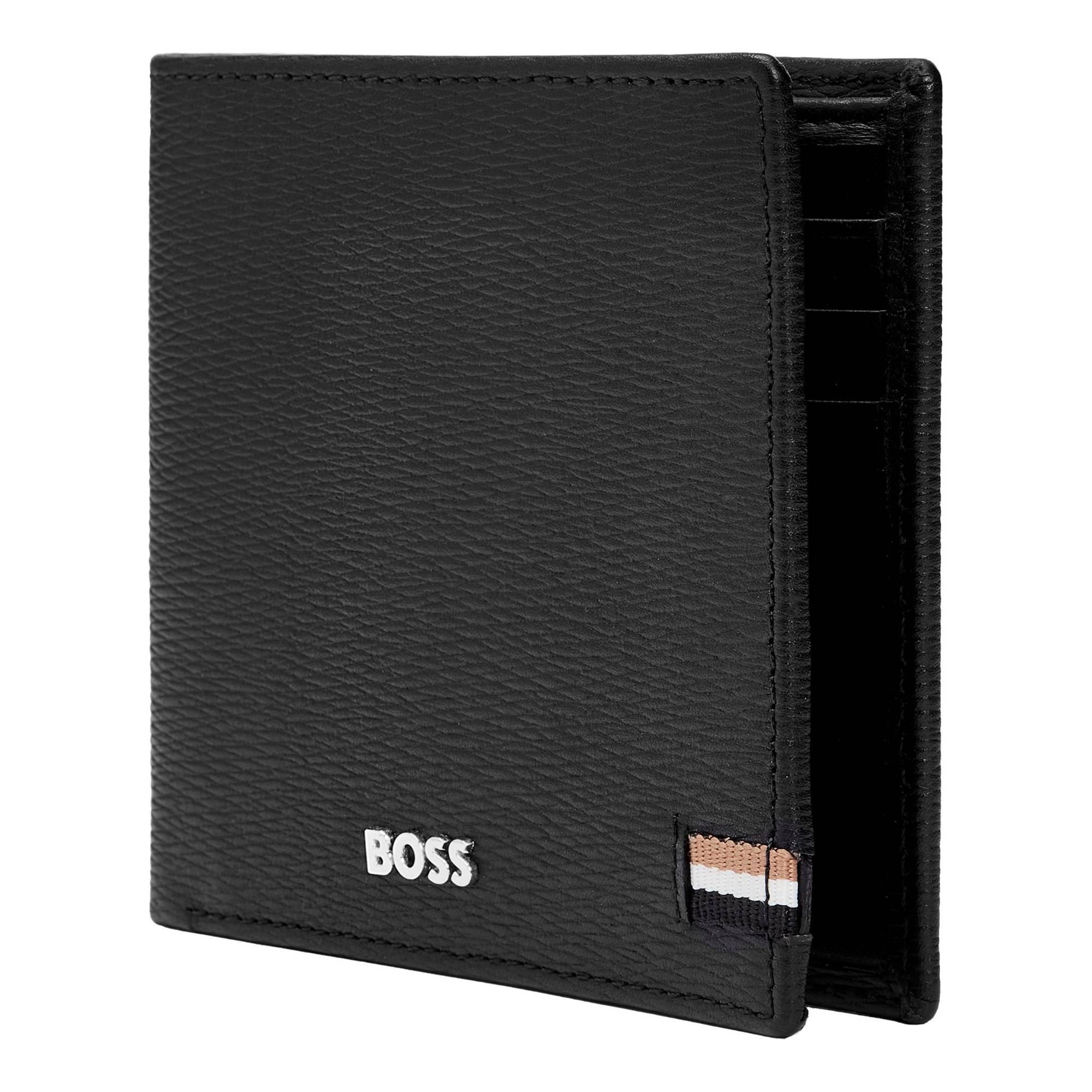 Portefeuille porte-monnaie Hugo Boss avec flap Iconic HLN421A Noir, vue de profil