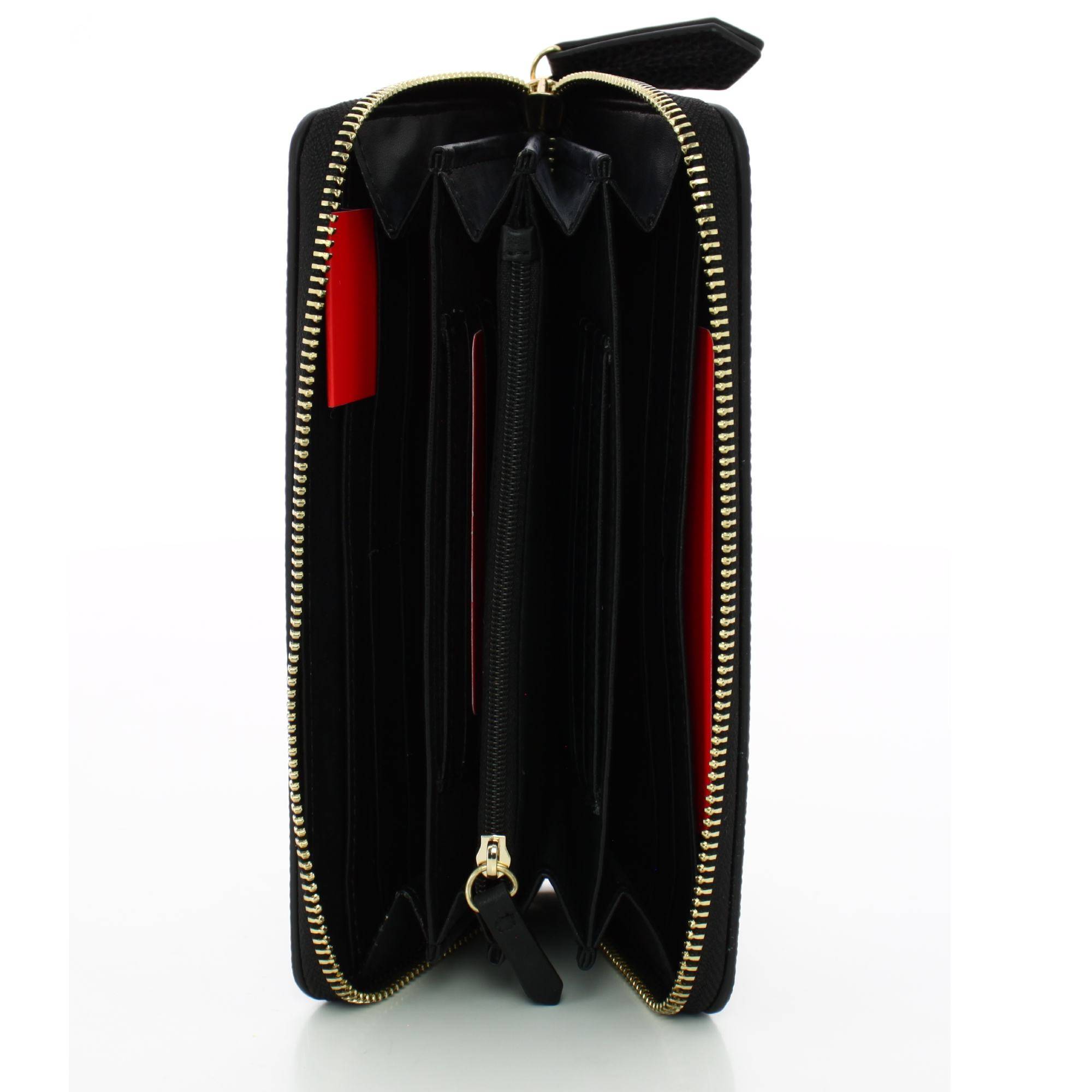 Grand portefeuille zippé Valentino femme VPS7QS155 001 couleur Noir, intérieur