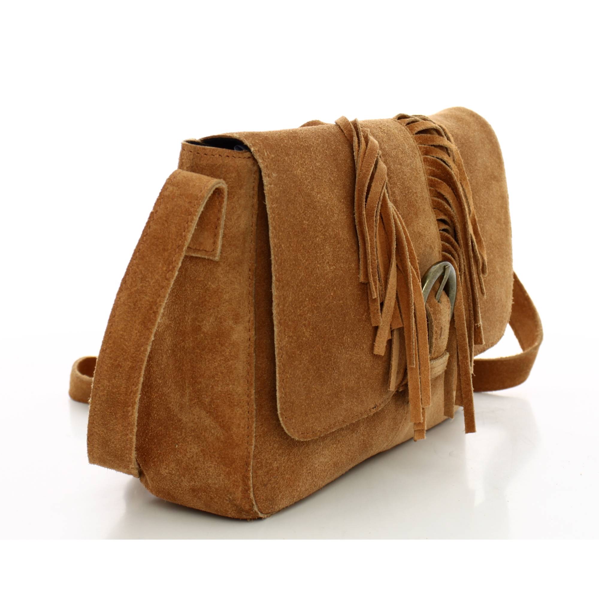 Sac porté bandoulière / épaule Pieces cuir façon nubuck 17149405 ROO Rootbeer, vue de profil