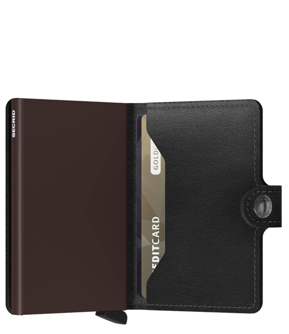 Porte-cartes Secrid Miniwallet Original cuir MO-BLACK-BROWN (Noir / Marron) ouvert