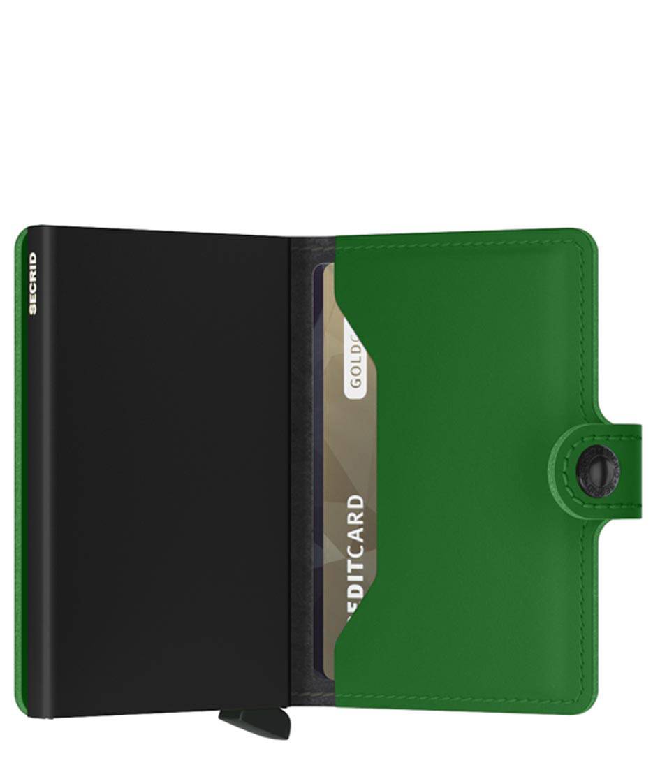 Porte-cartes Secrid Miniwallet Matte MM-BRIGHT GREEN Vert ouvert