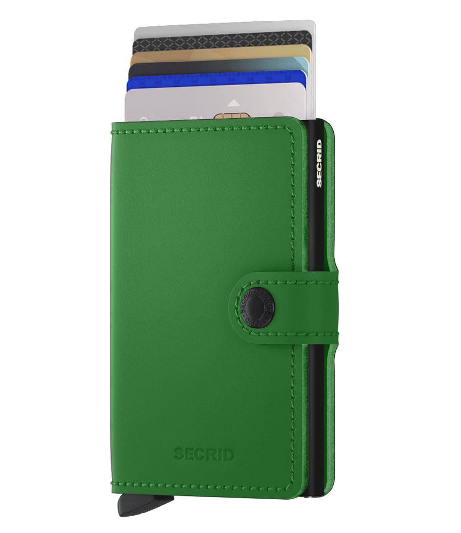 Porte-cartes Secrid Miniwallet Matte MM-BRIGHT GREEN Vert système breveté d'éjection des cartes