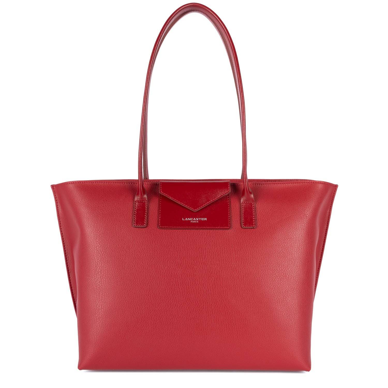 Grand sac cabas Lancaster Maya poche enveloppe 517-20-CARMIN Rouge