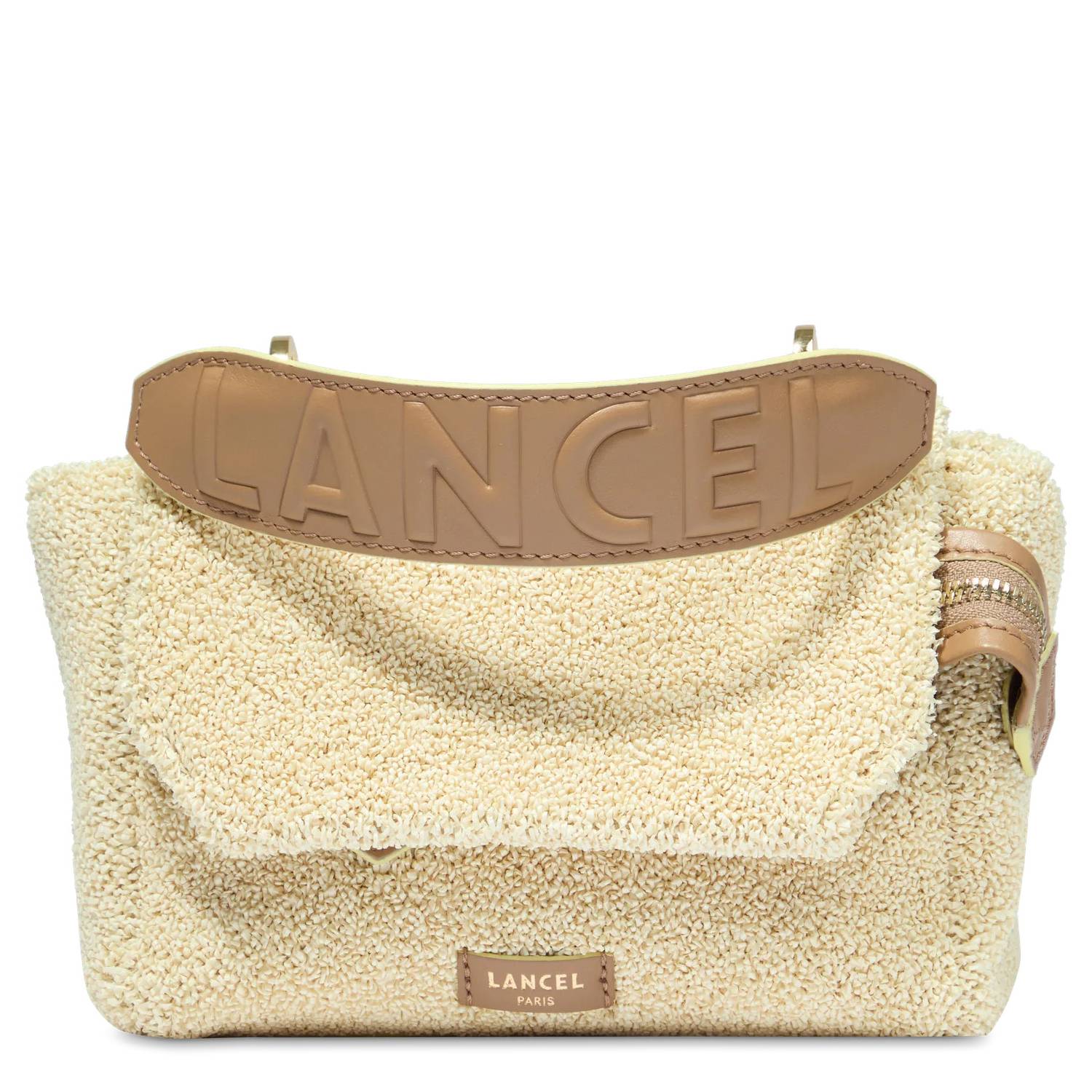 Petit sac rabat Lancel Ninon S raphia boucle A12792
