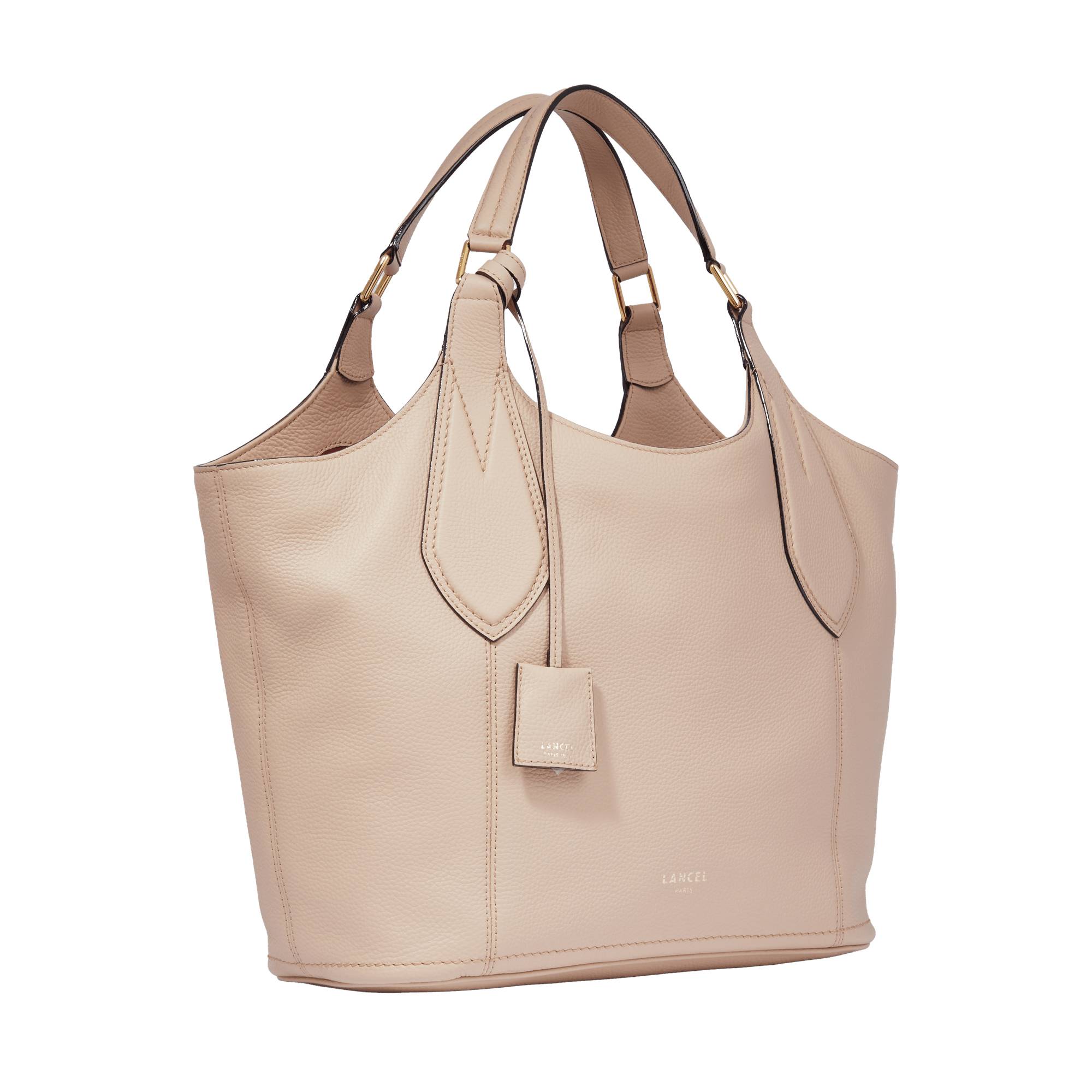 Sac cabas souple M Alphonse de Lancel en cuir de vachette A13235 J5 Cappuccino, vue de profil