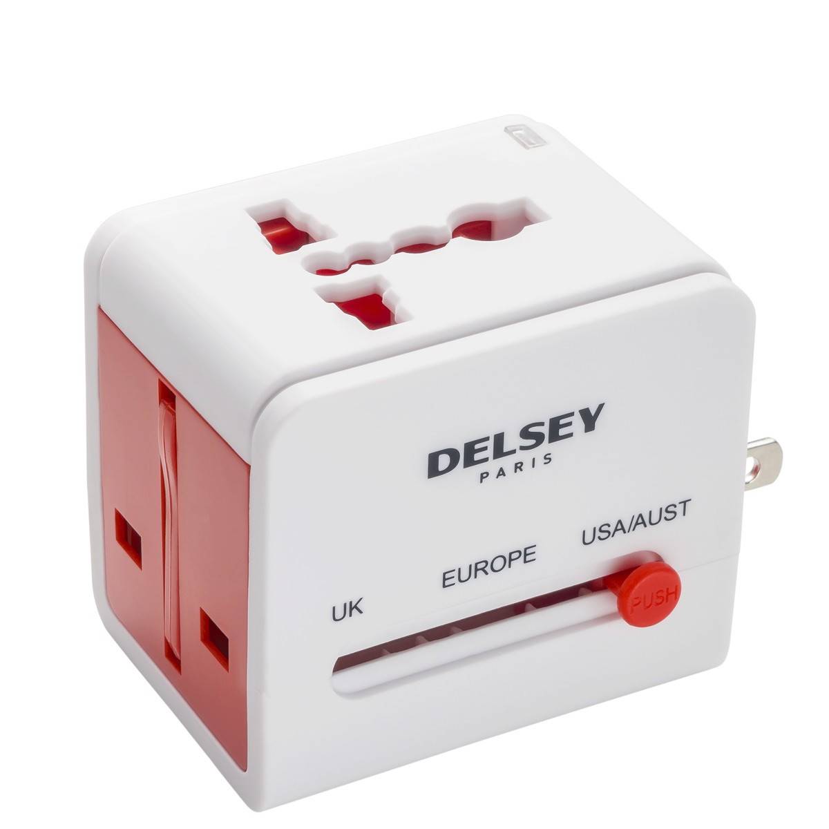 Adaptateur électrique universel Delsey 00394051147 Rouge et Blanc Mode USA / Etats-Unis