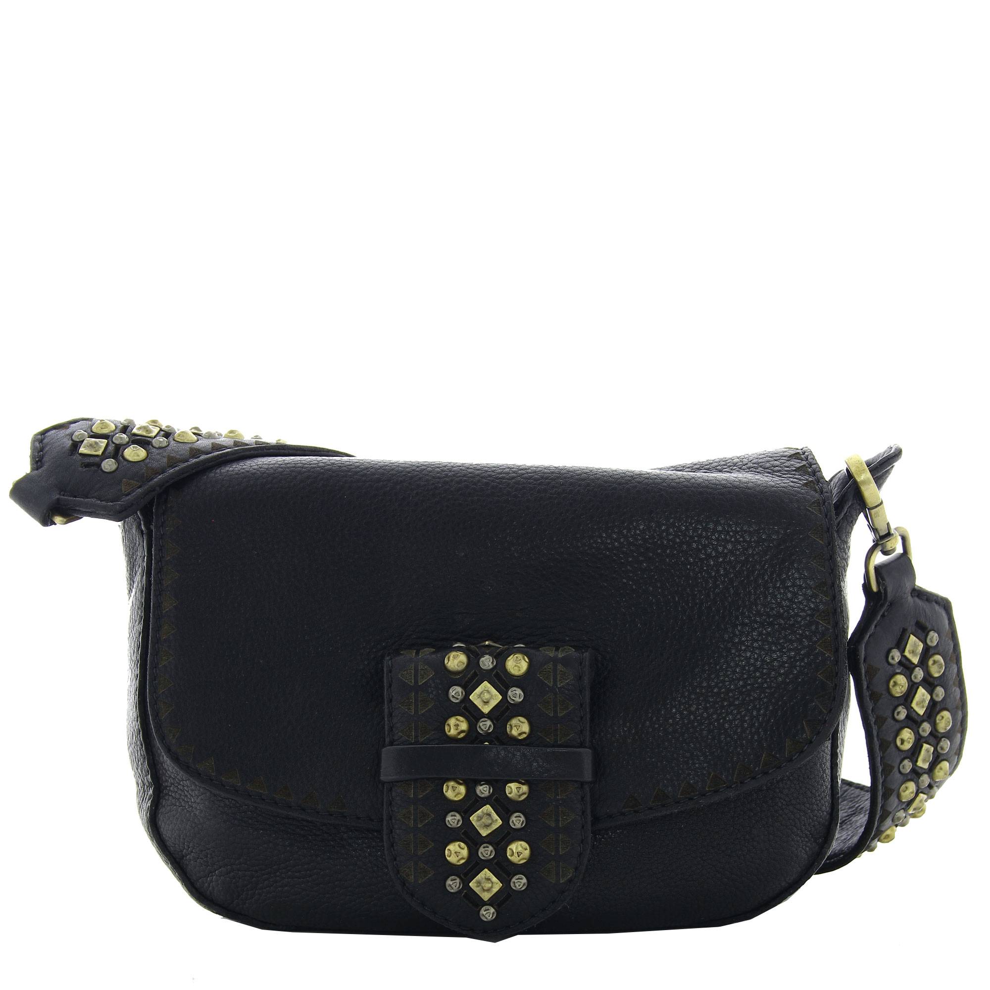 Sac bandoulière en cuir BIBA Cody COD1L couleur NEGRO (noir), vue de face