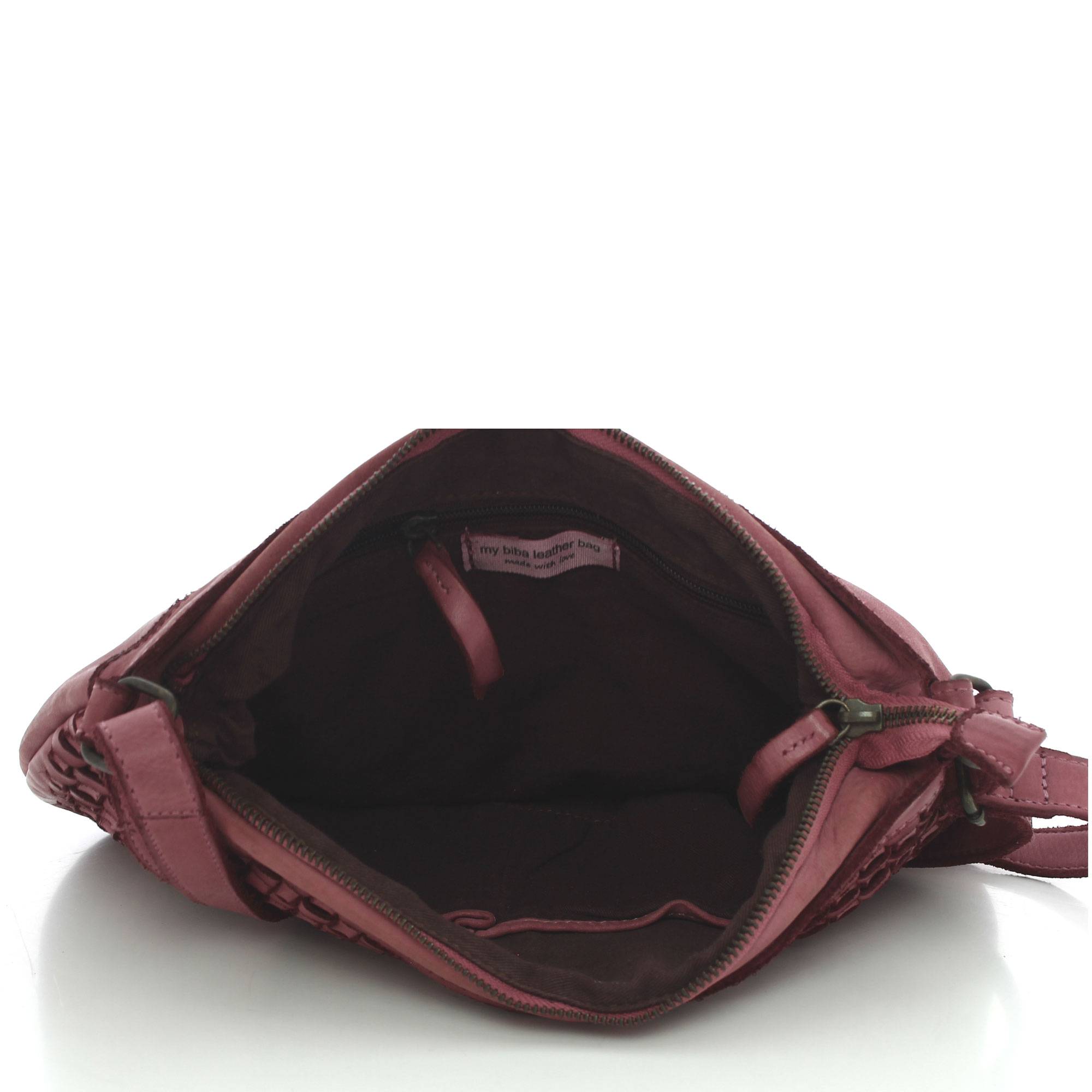 Sac bandoulière tressé Biba Kansas KA2  GRENADE  couleur rose grenade intérieur